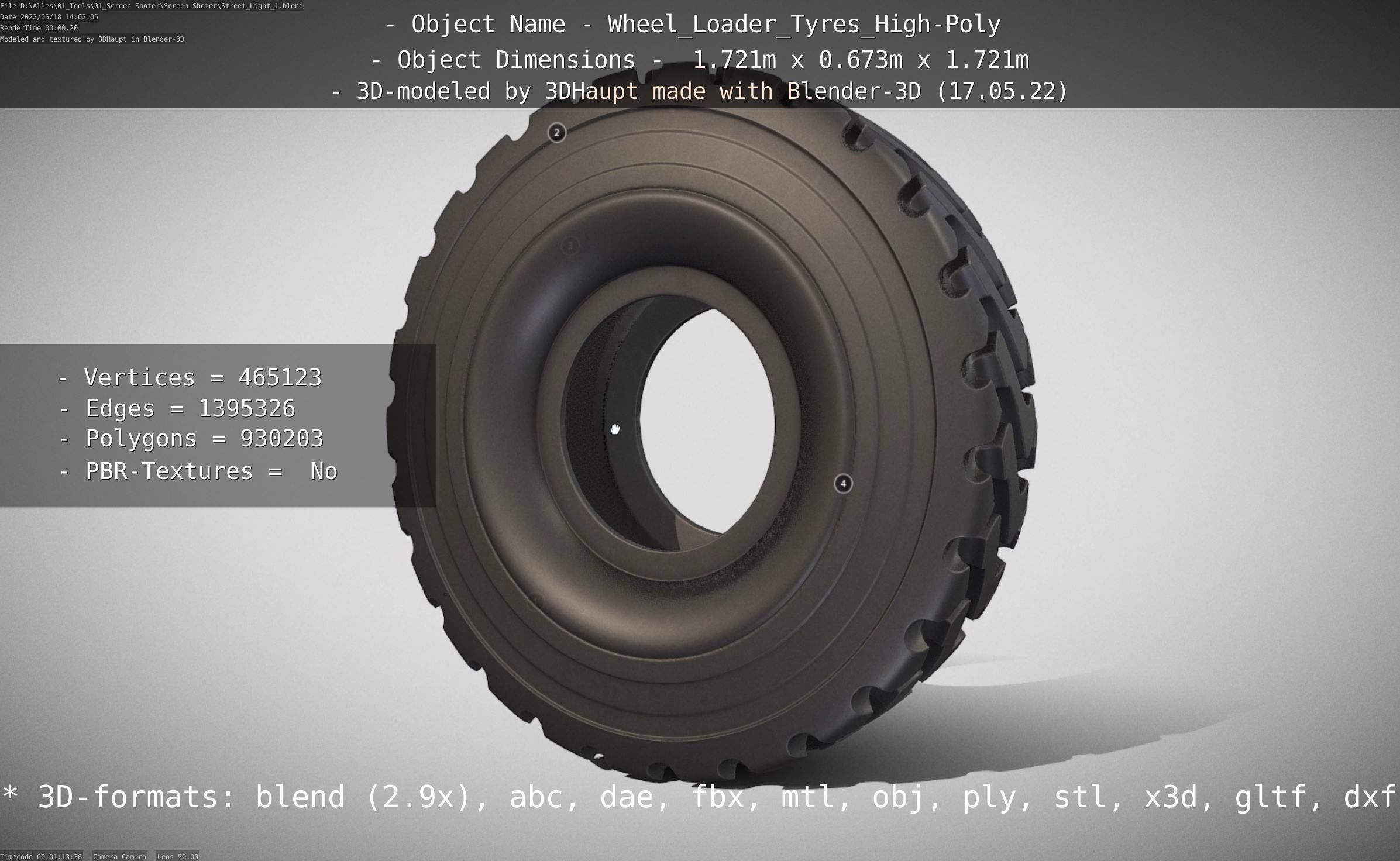 Wheel Loader Tyre High Poly Version 3D model_101