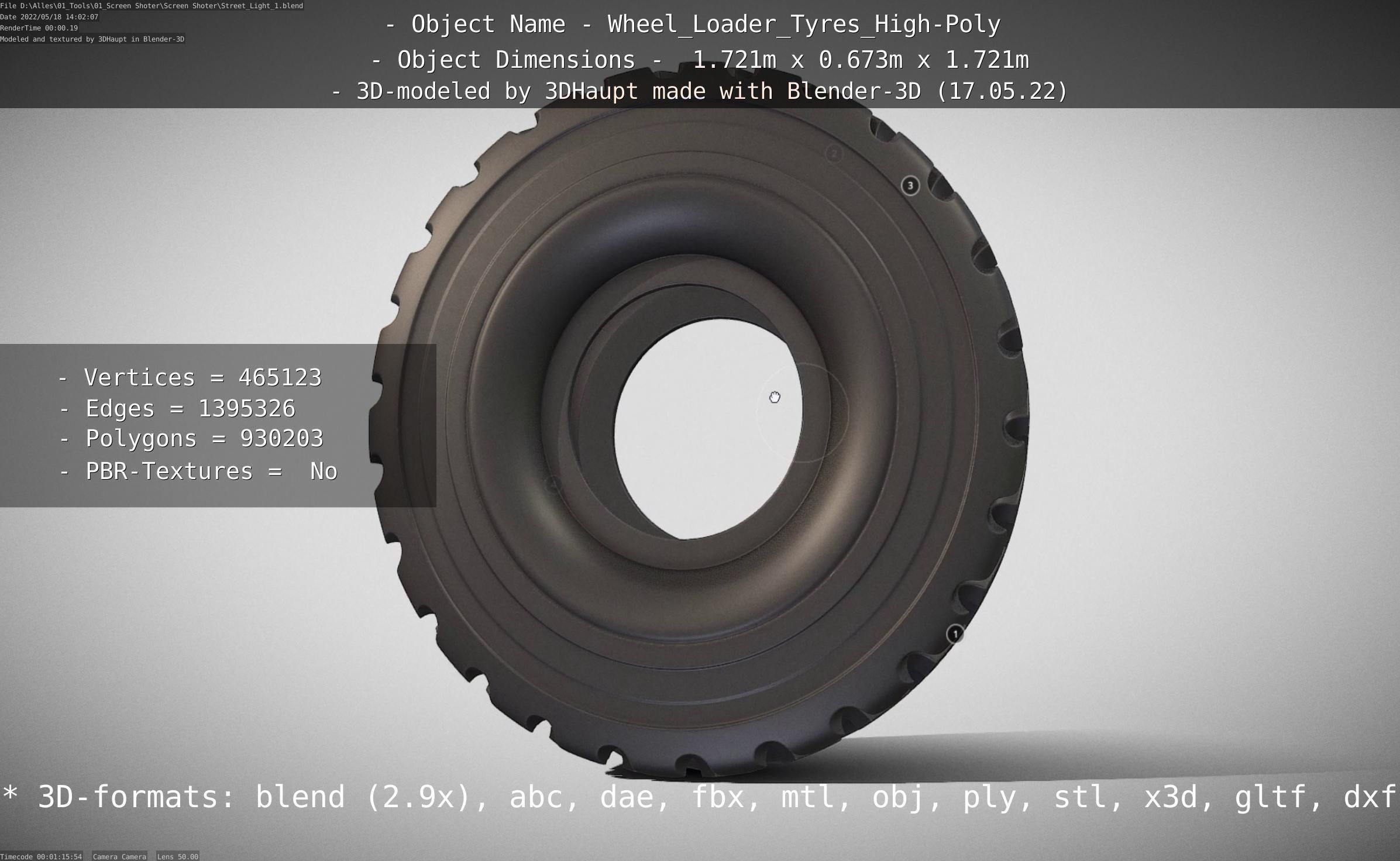 Wheel Loader Tyre High Poly Version 3D model_131