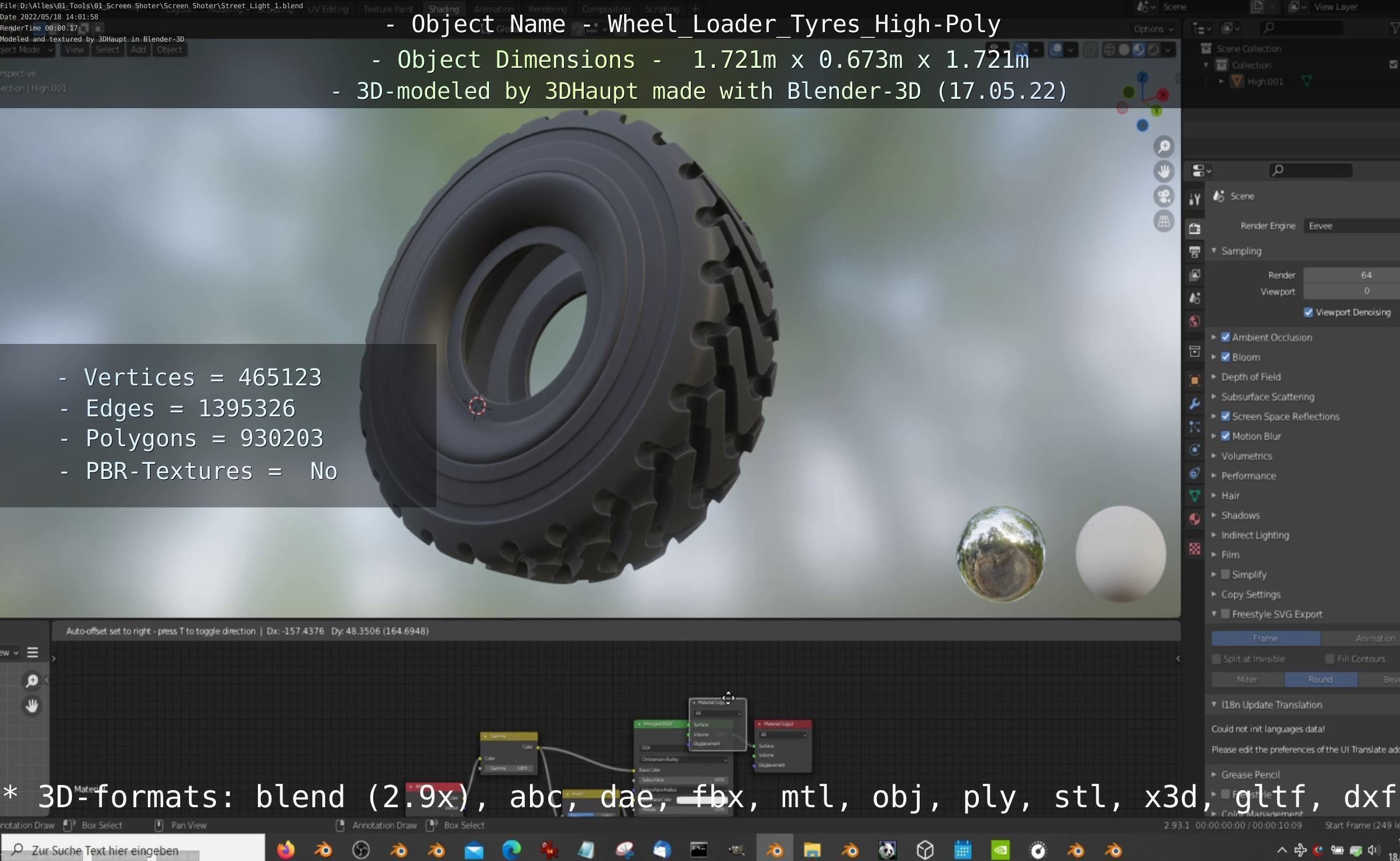 Wheel Loader Tyre High Poly Version 3D model_91