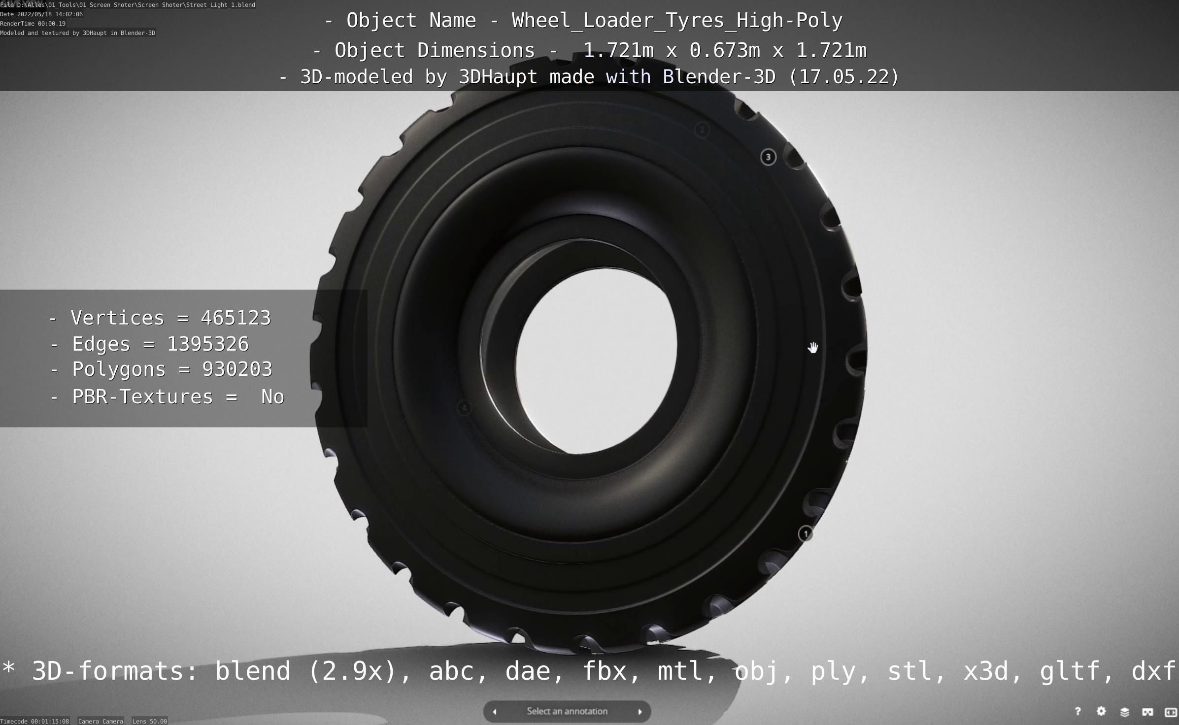 Wheel Loader Tyre High Poly Version 3D model_102