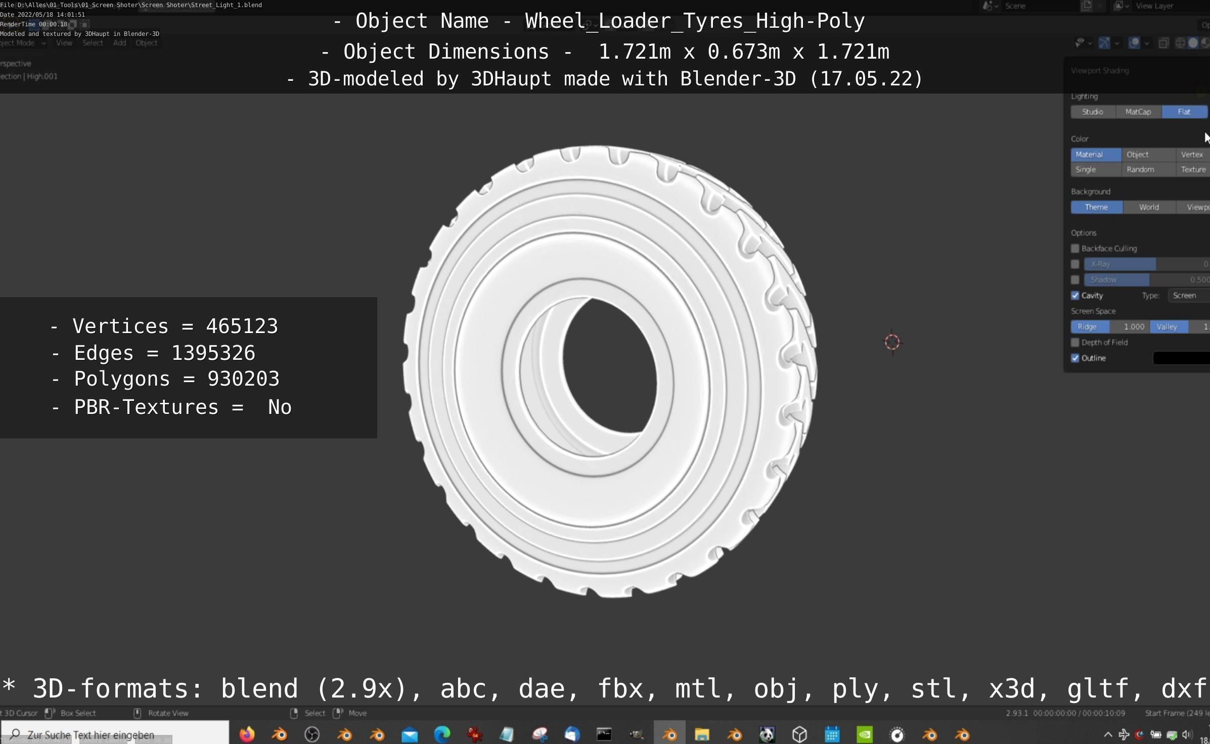 Wheel Loader Tyre High Poly Version 3D model_88