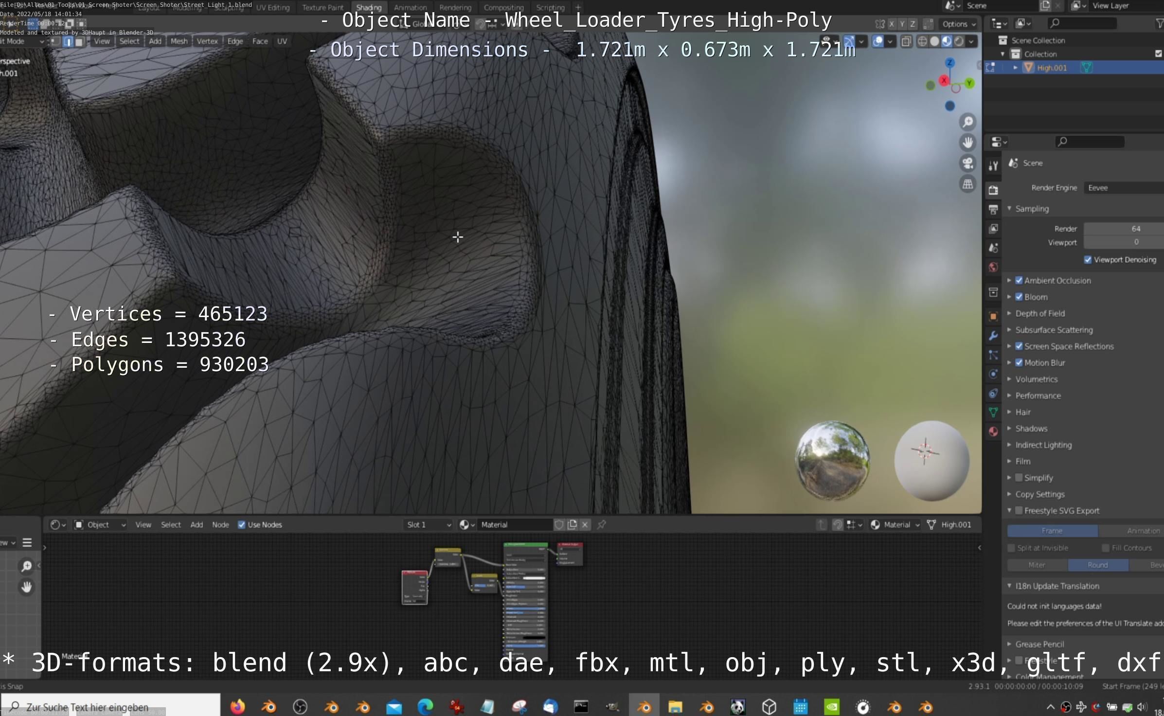 Wheel Loader Tyre High Poly Version 3D model_67