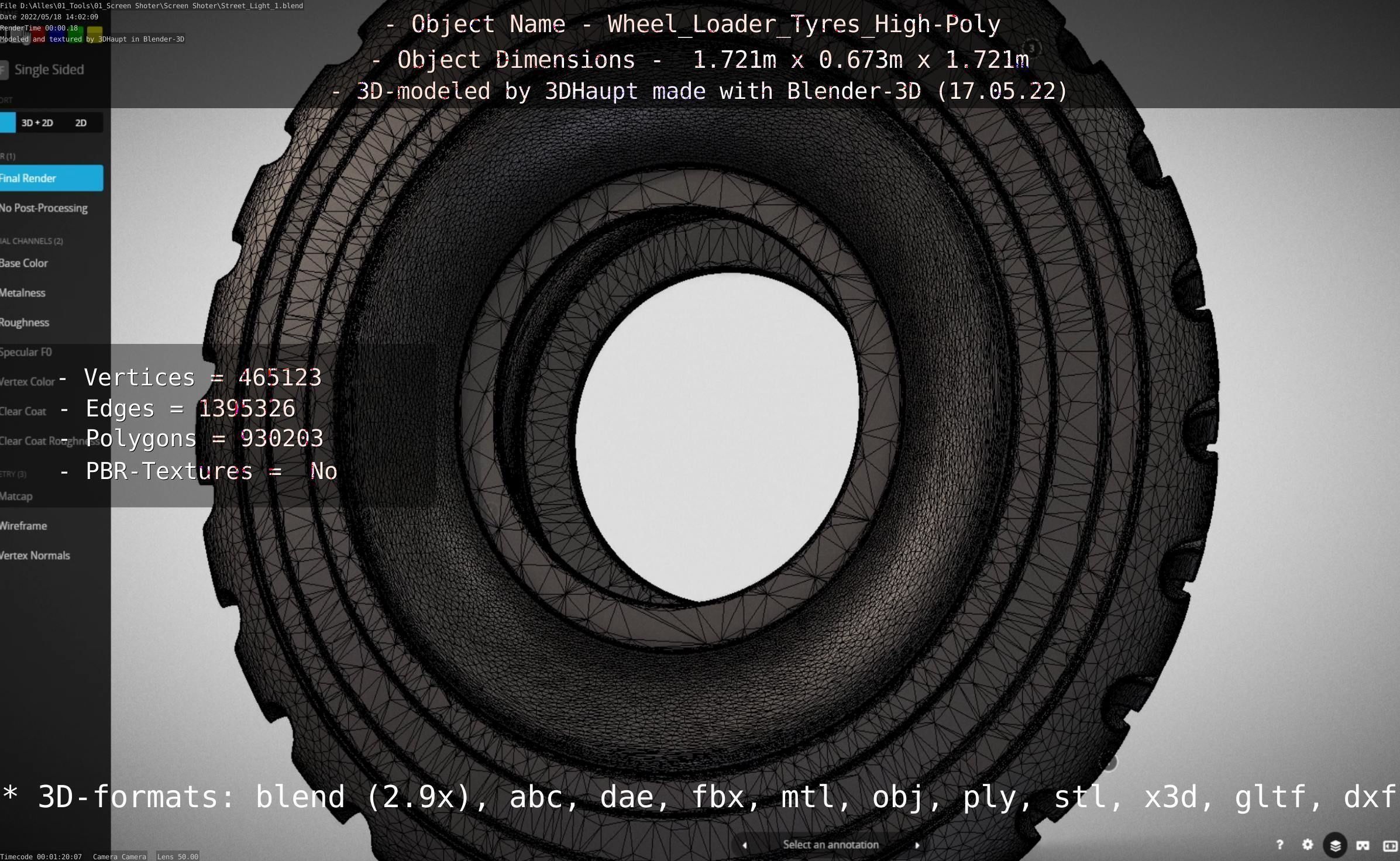 Wheel Loader Tyre High Poly Version 3D model_108