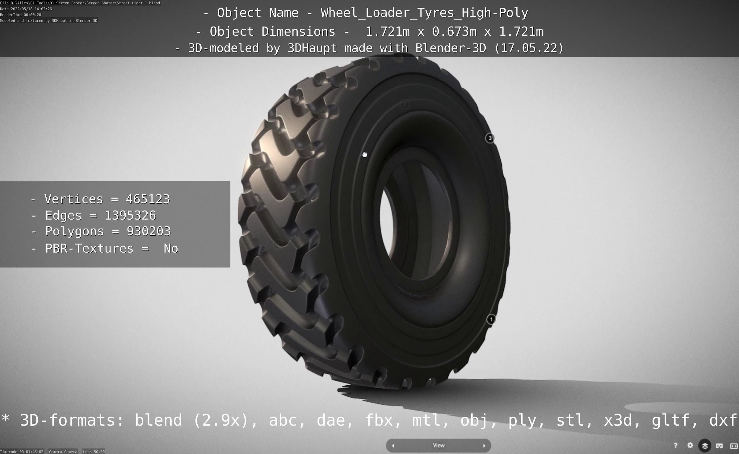Wheel Loader Tyre High Poly Version 3D model_140