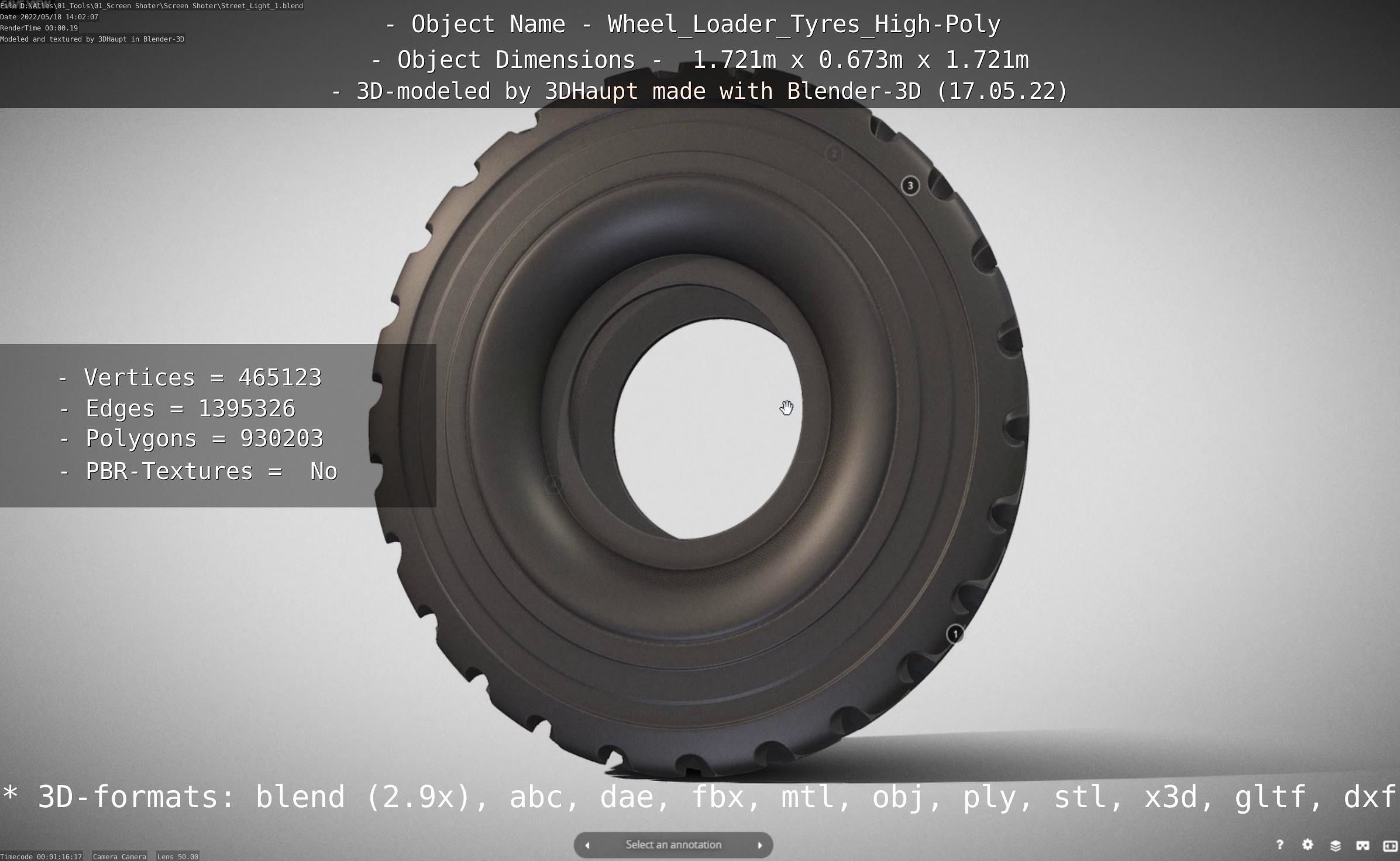 Wheel Loader Tyre High Poly Version 3D model_106
