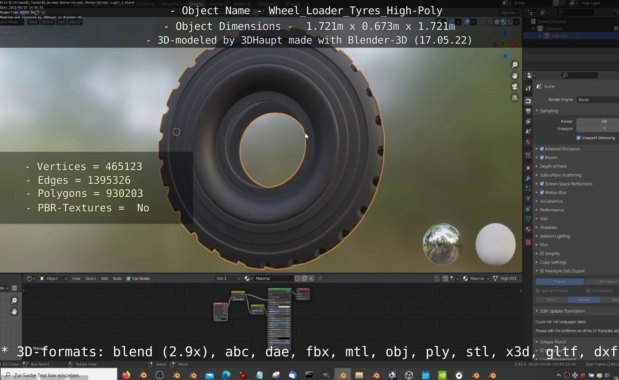 Wheel Loader Tyre High Poly Version 3D model_51