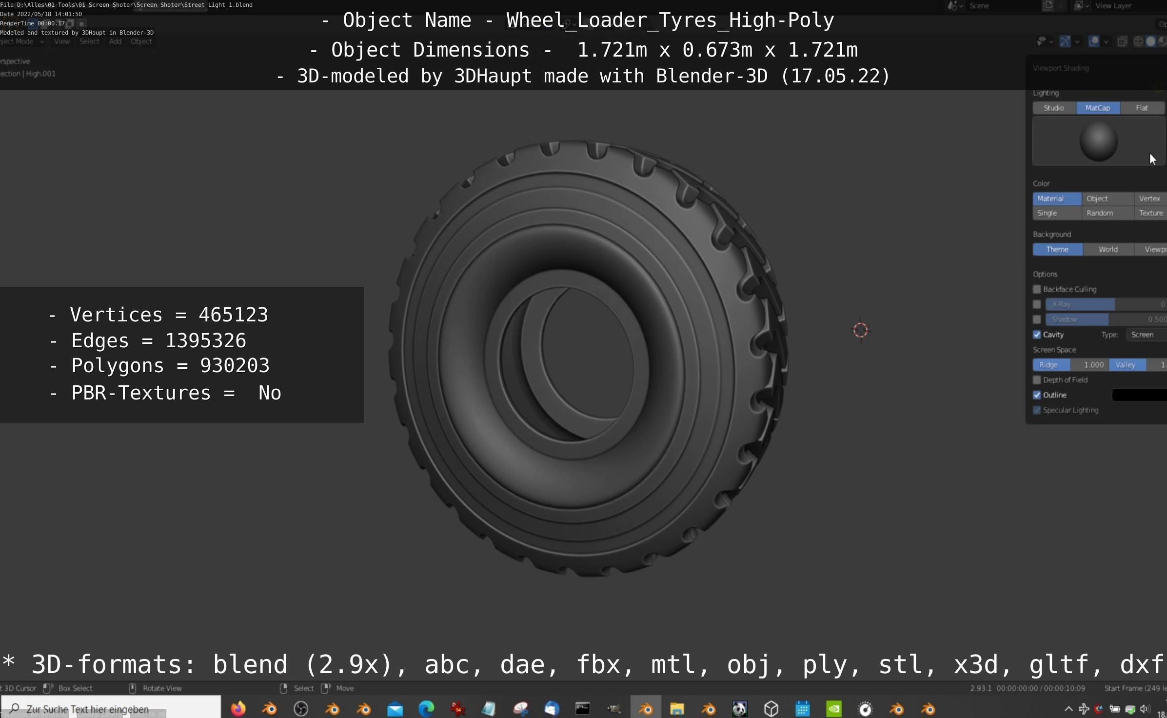 Wheel Loader Tyre High Poly Version 3D model_79