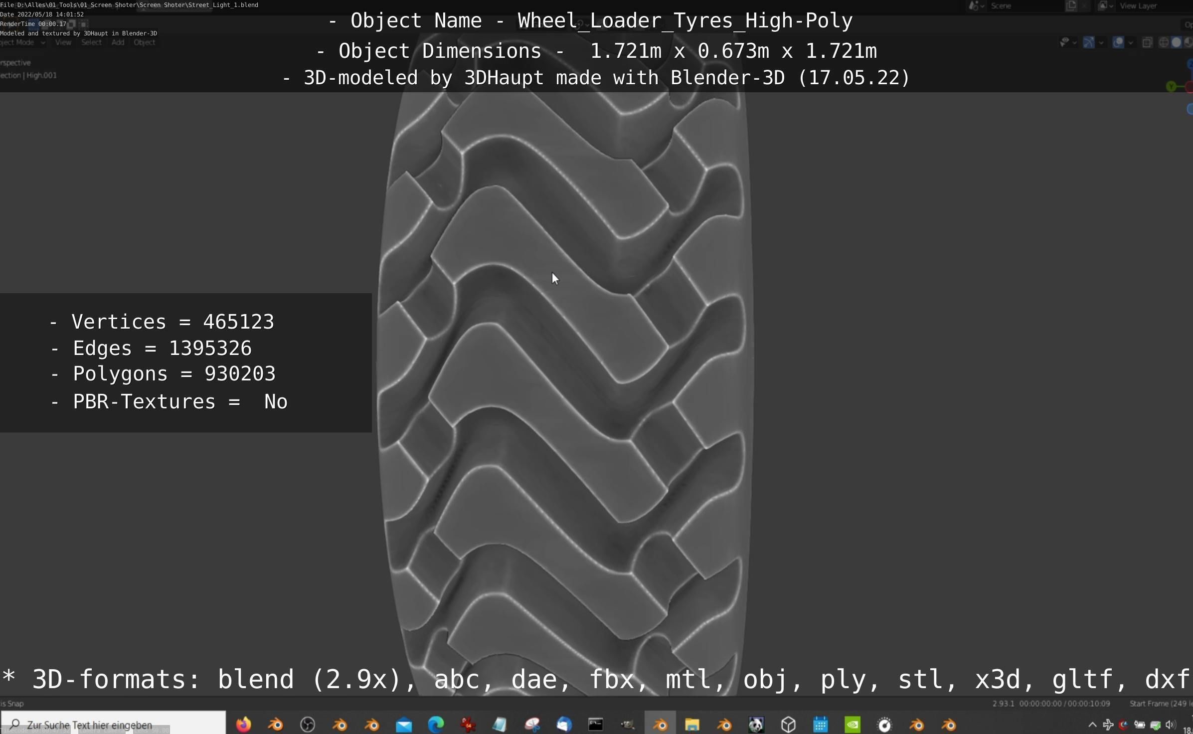 Wheel Loader Tyre High Poly Version 3D model_81