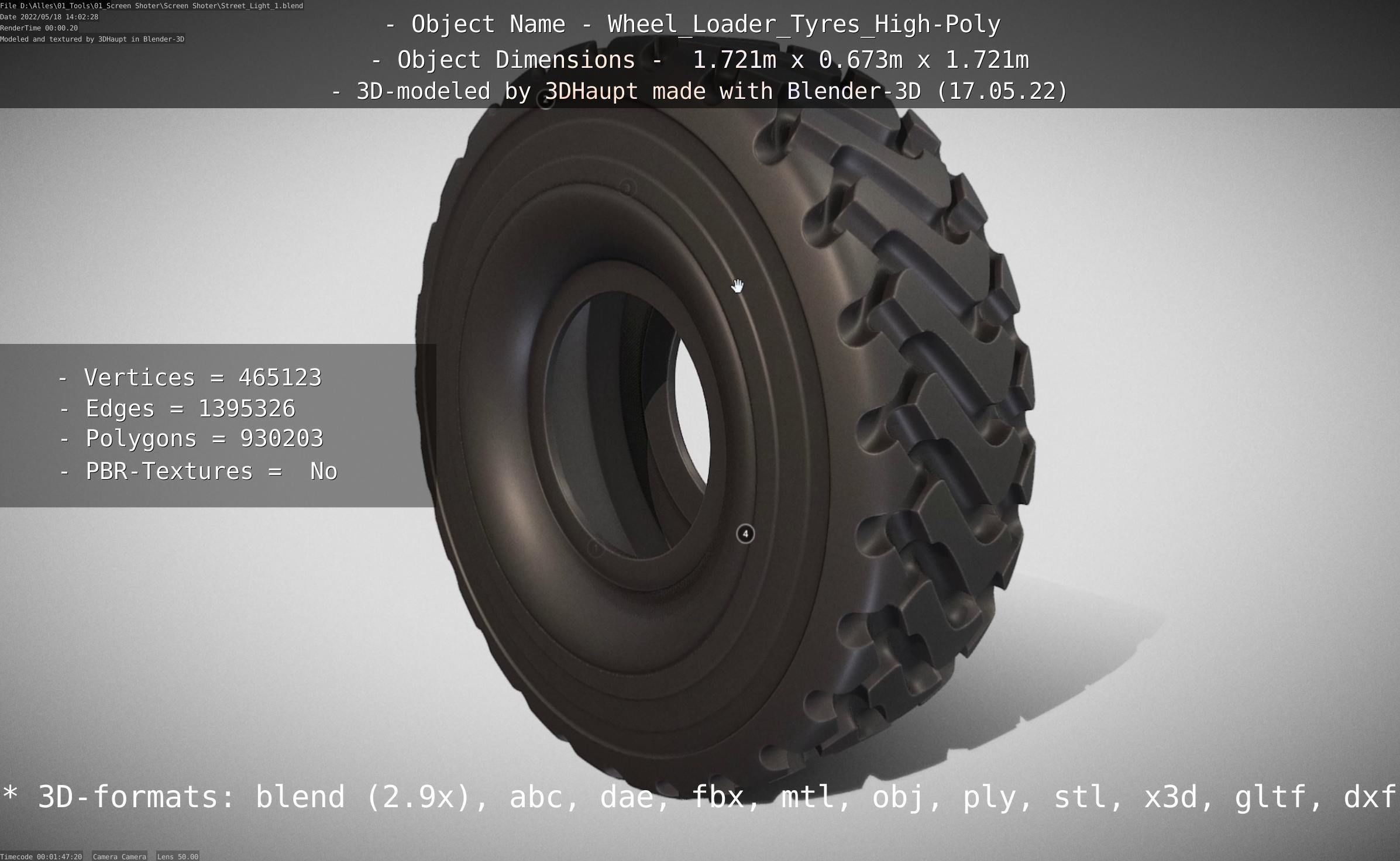 Wheel Loader Tyre High Poly Version 3D model_148