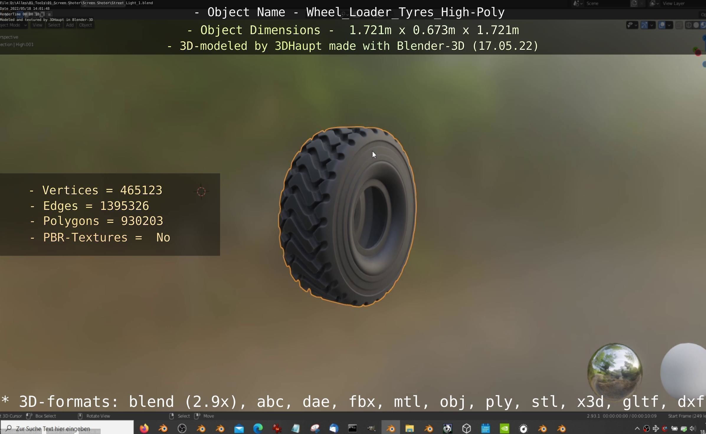 Wheel Loader Tyre High Poly Version 3D model_85