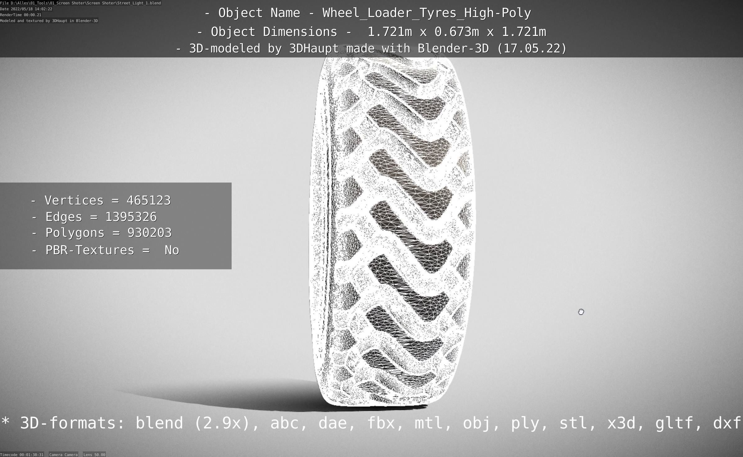 Wheel Loader Tyre High Poly Version 3D model_112