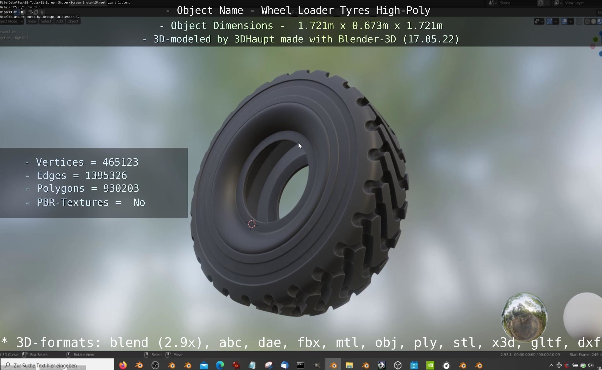 Wheel Loader Tyre High Poly Version 3D model_123