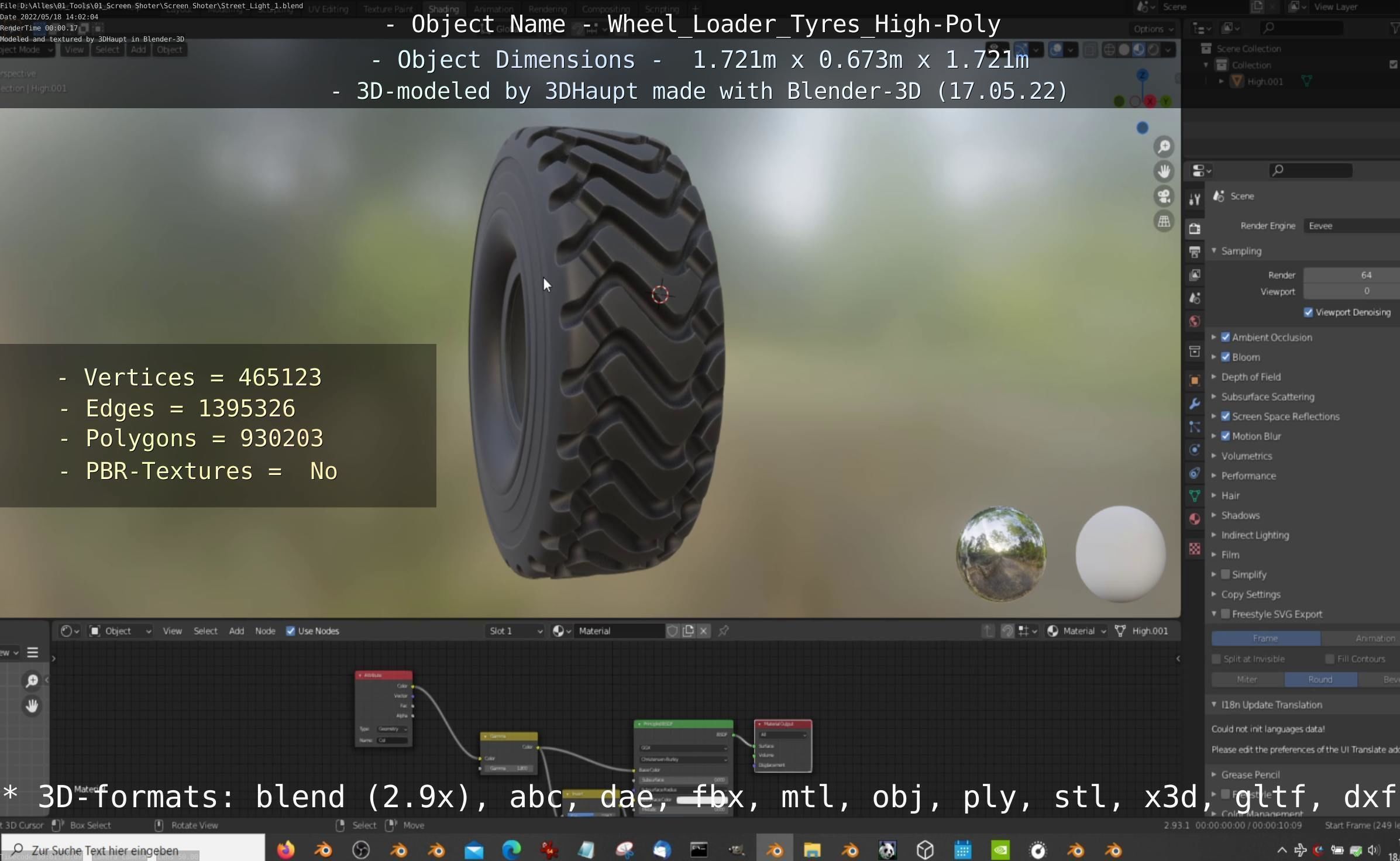 Wheel Loader Tyre High Poly Version 3D model_129