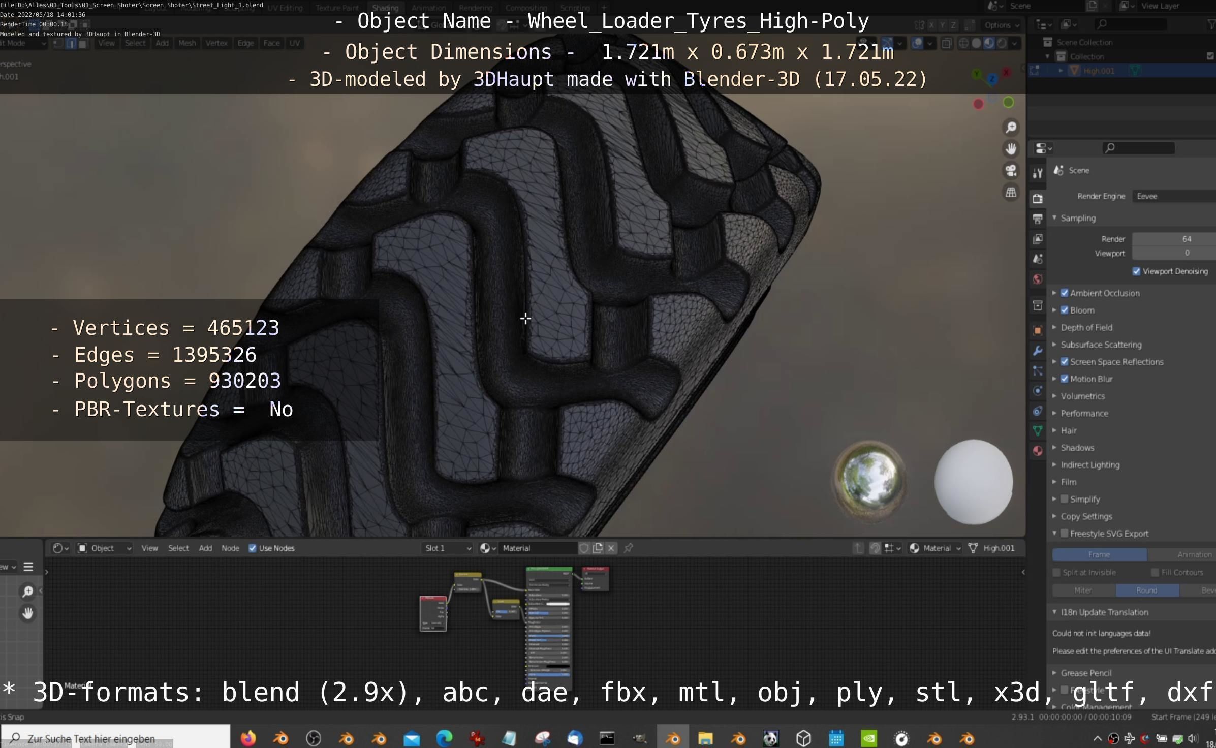 Wheel Loader Tyre High Poly Version 3D model_63