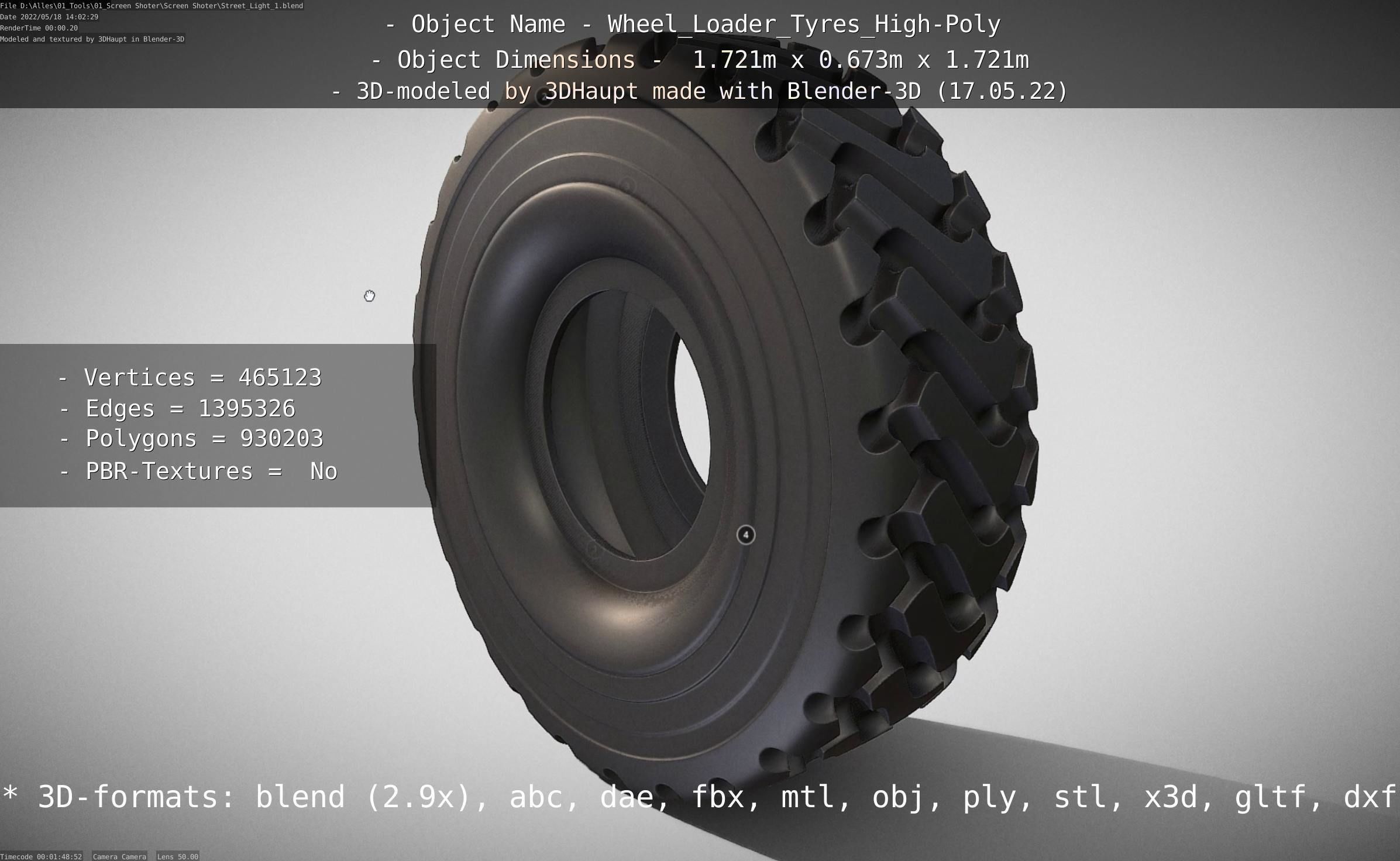 Wheel Loader Tyre High Poly Version 3D model_147