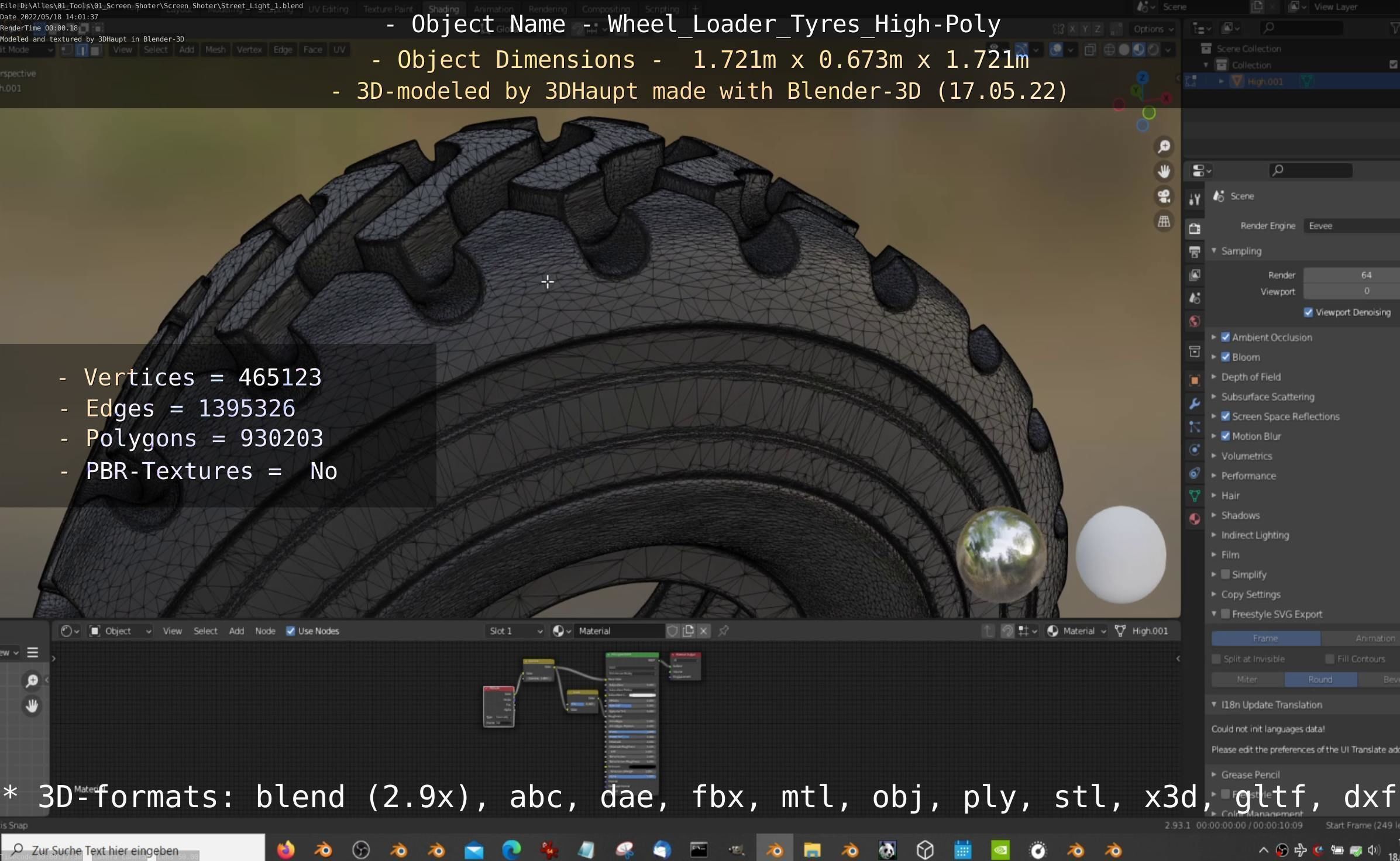 Wheel Loader Tyre High Poly Version 3D model_44