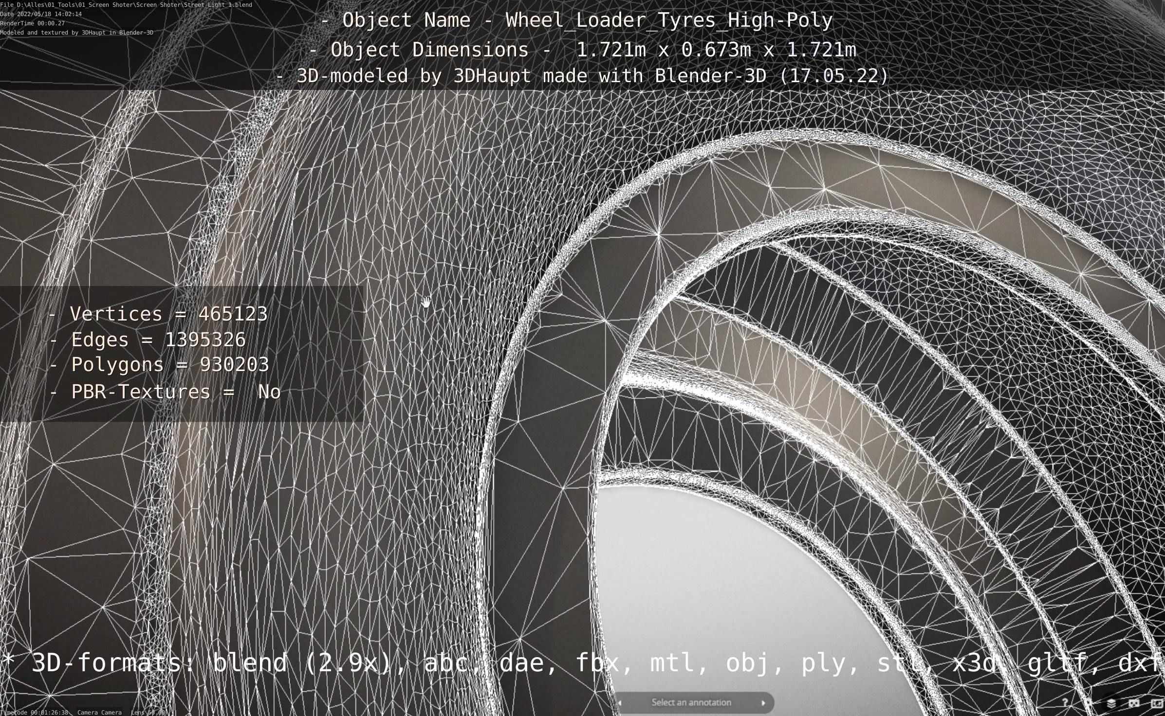 Wheel Loader Tyre High Poly Version 3D model_135