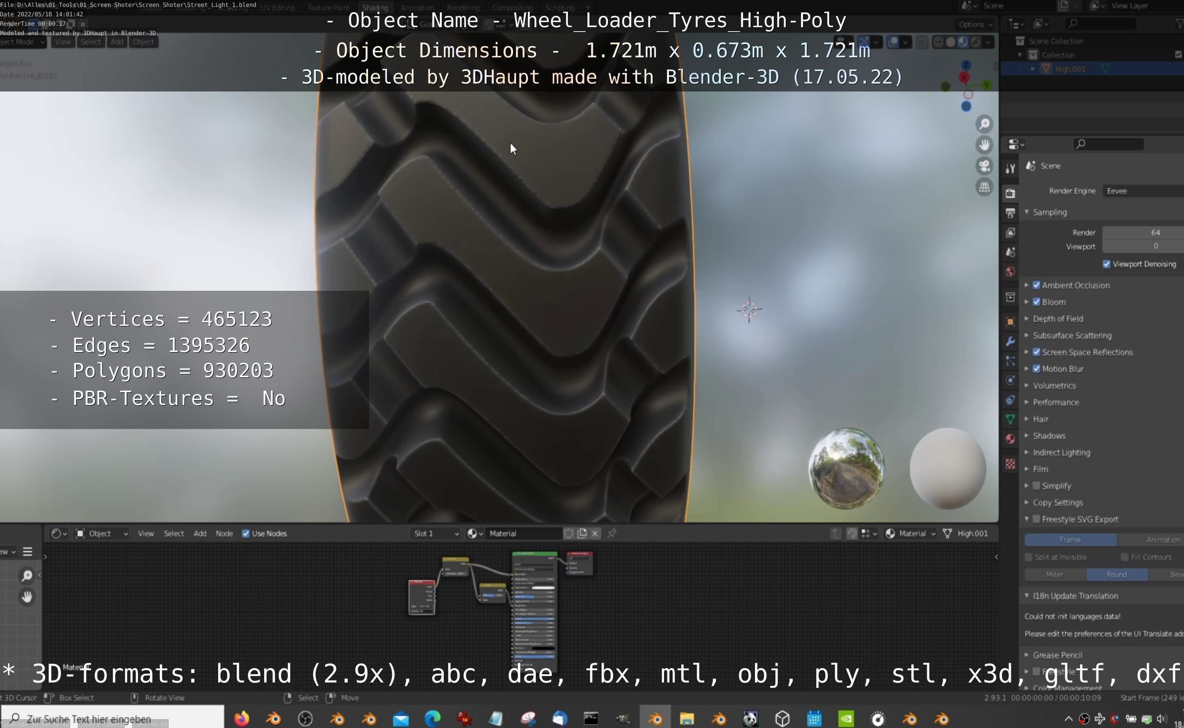Wheel Loader Tyre High Poly Version 3D model_66