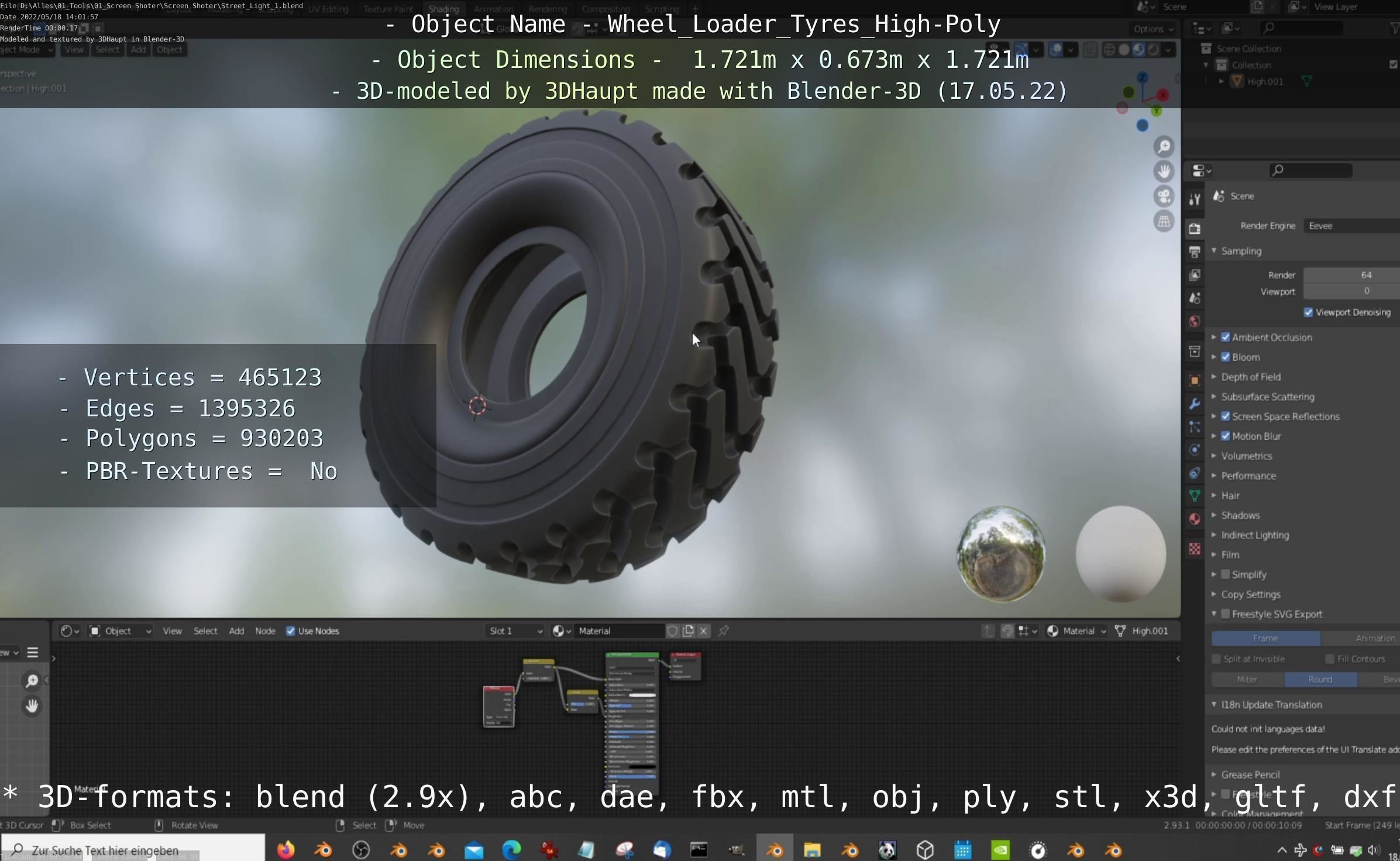 Wheel Loader Tyre High Poly Version 3D model_18