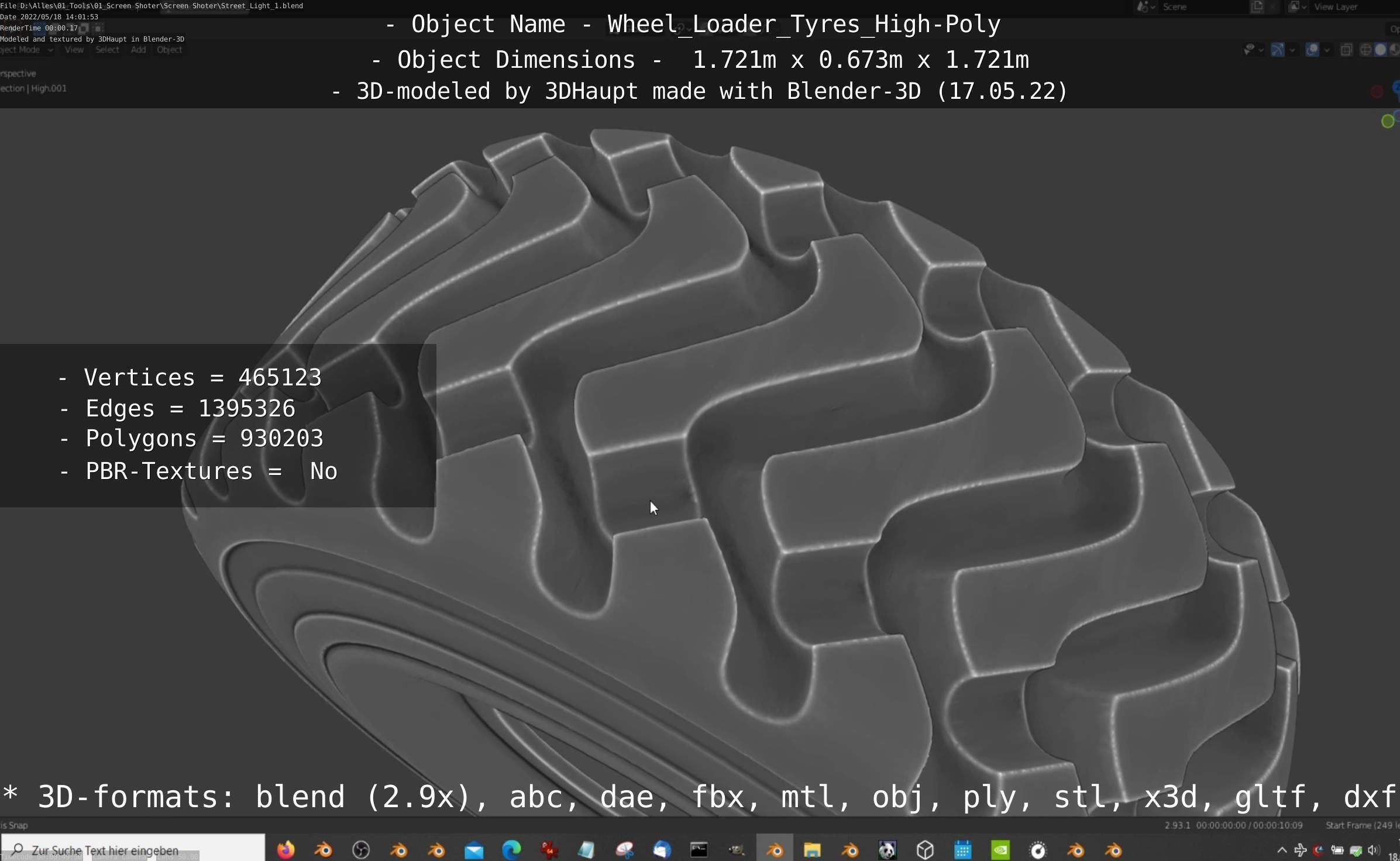 Wheel Loader Tyre High Poly Version 3D model_13