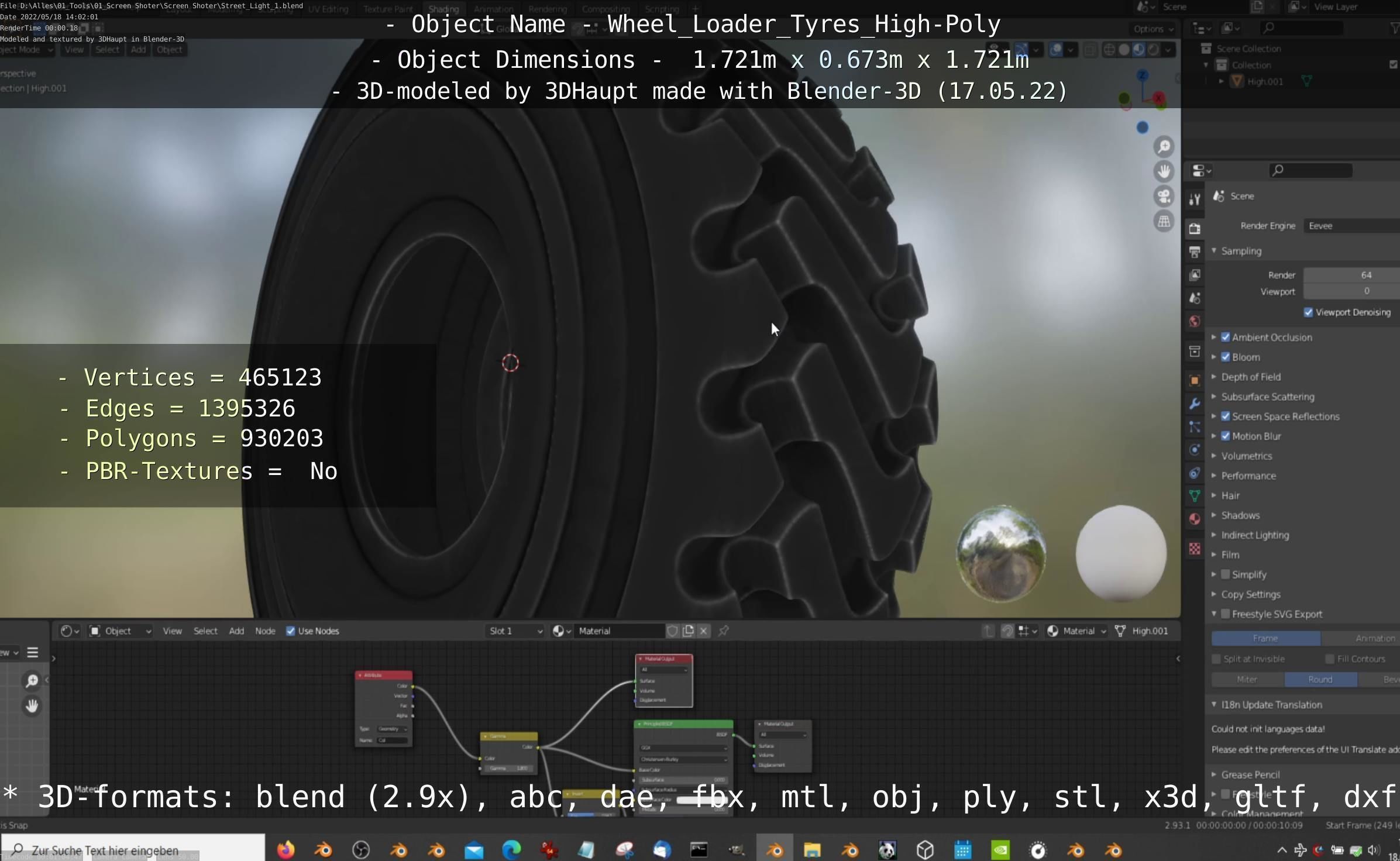 Wheel Loader Tyre High Poly Version 3D model_94