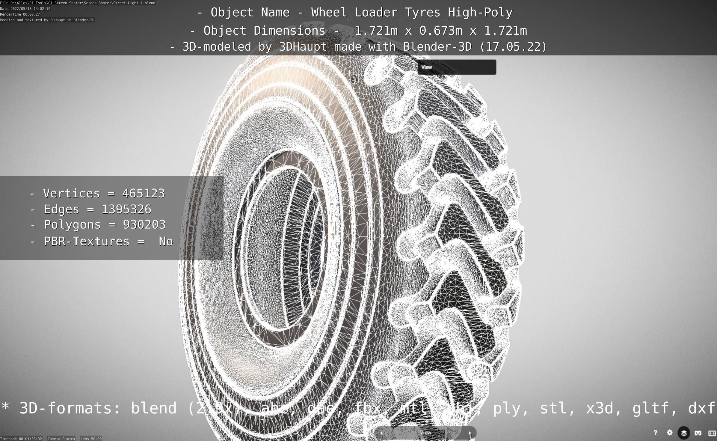 Wheel Loader Tyre High Poly Version 3D model_138