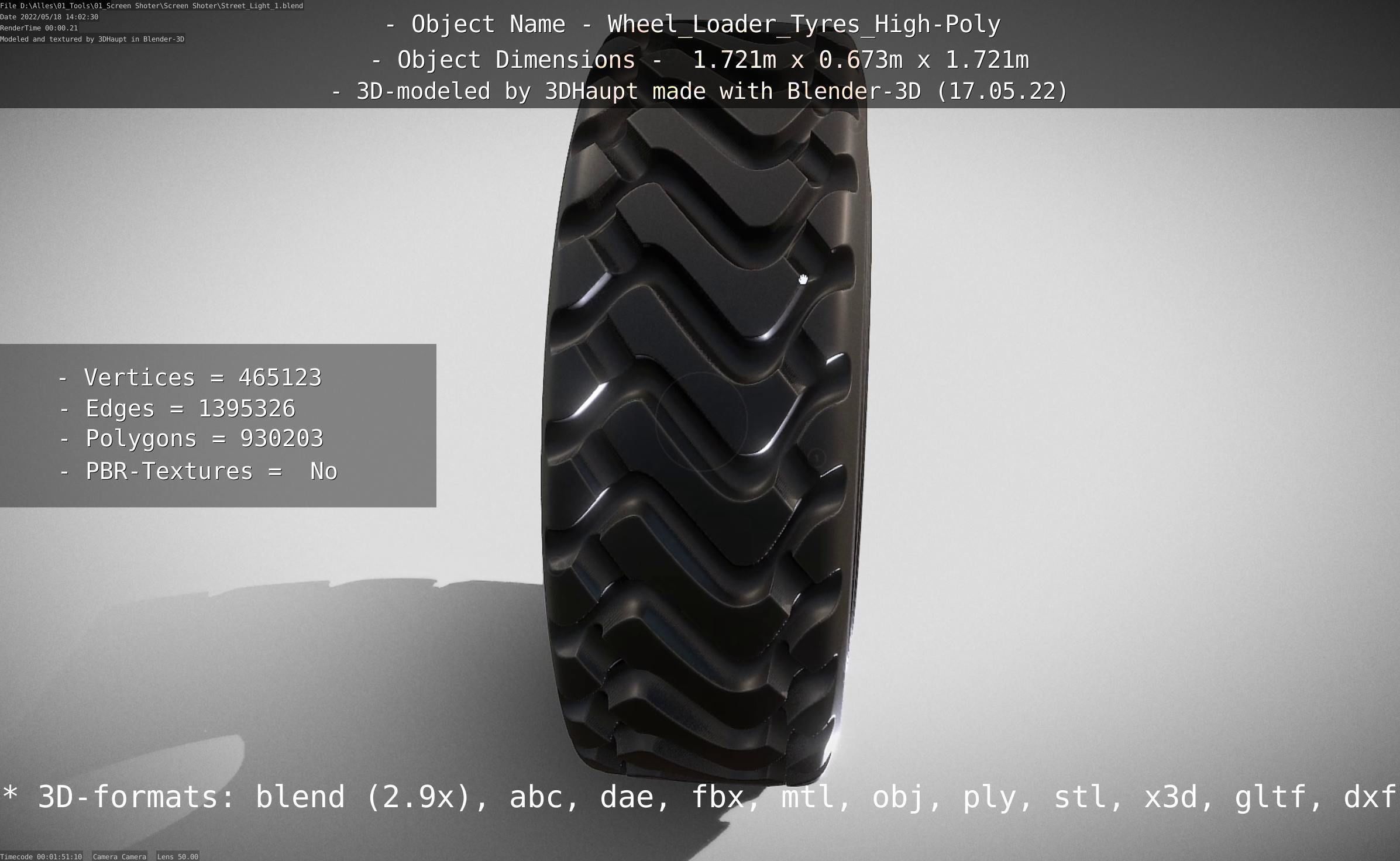 Wheel Loader Tyre High Poly Version 3D model_146