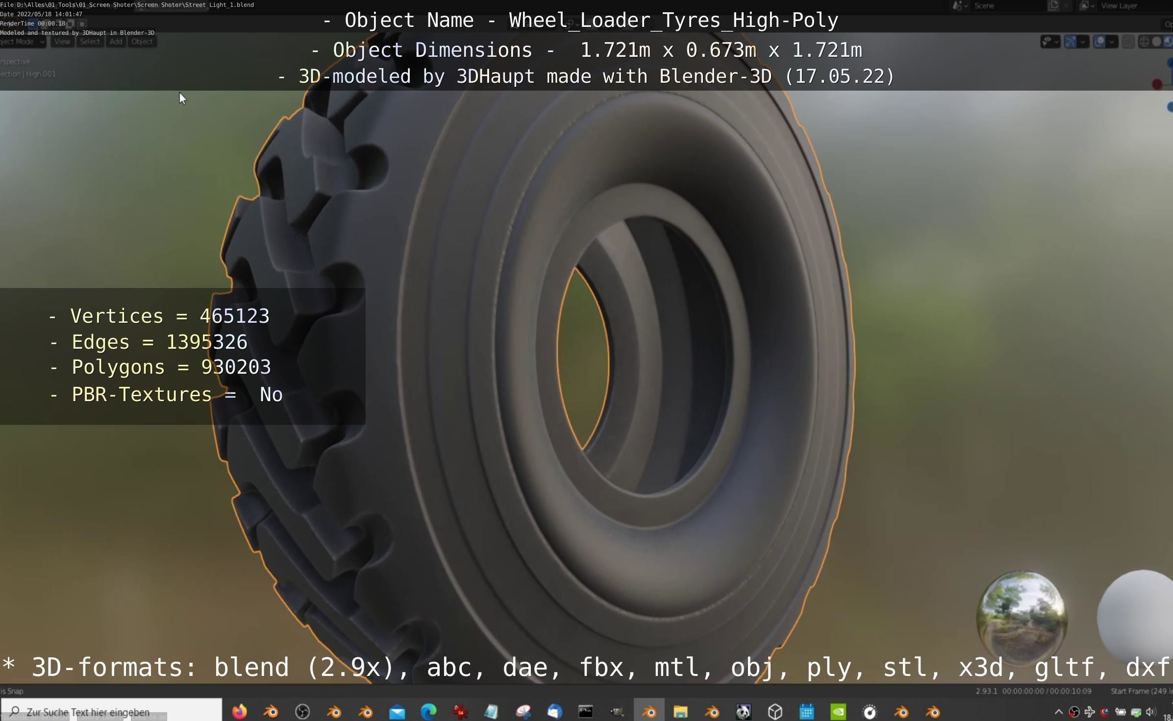 Wheel Loader Tyre High Poly Version 3D model_53