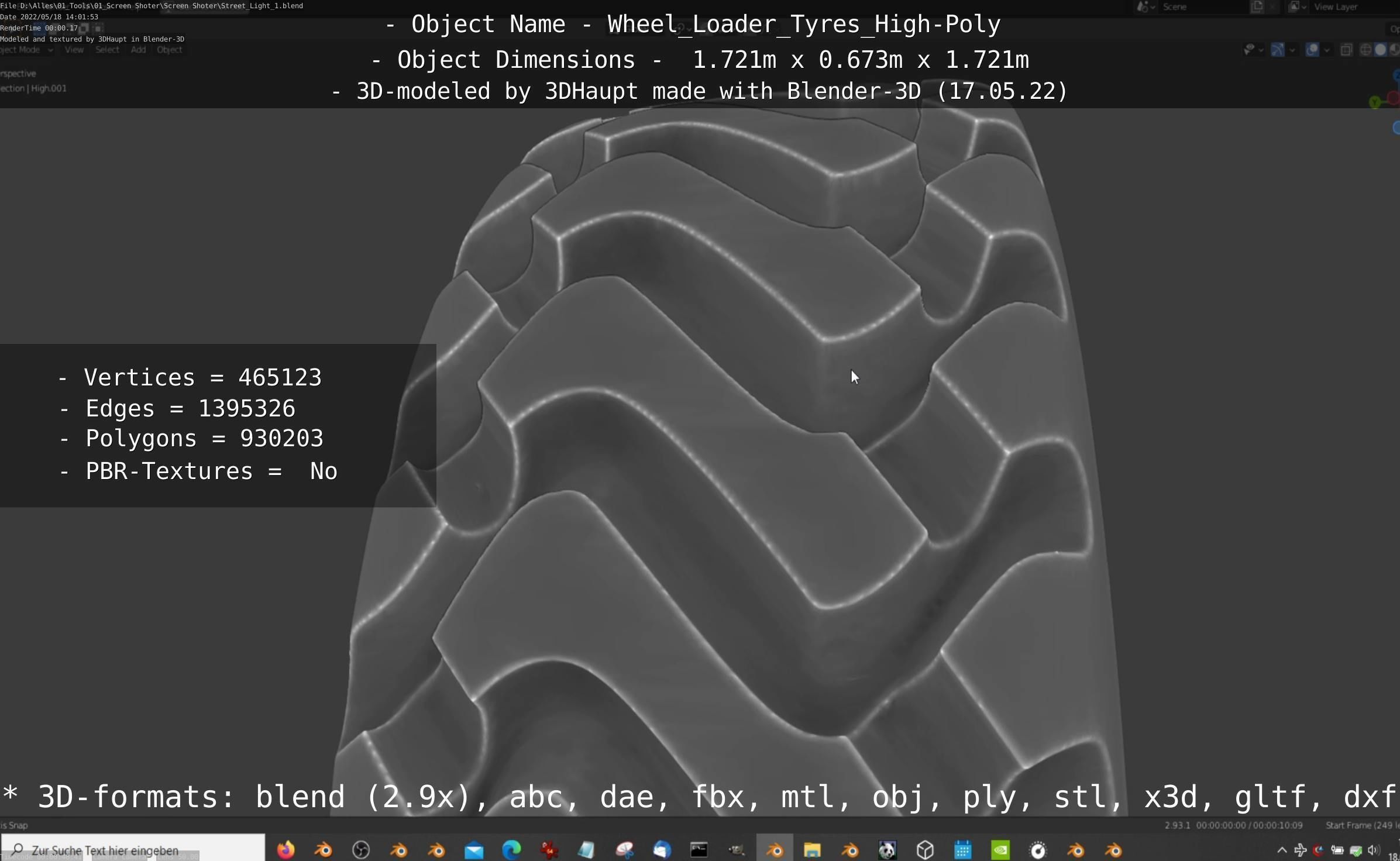 Wheel Loader Tyre High Poly Version 3D model_83