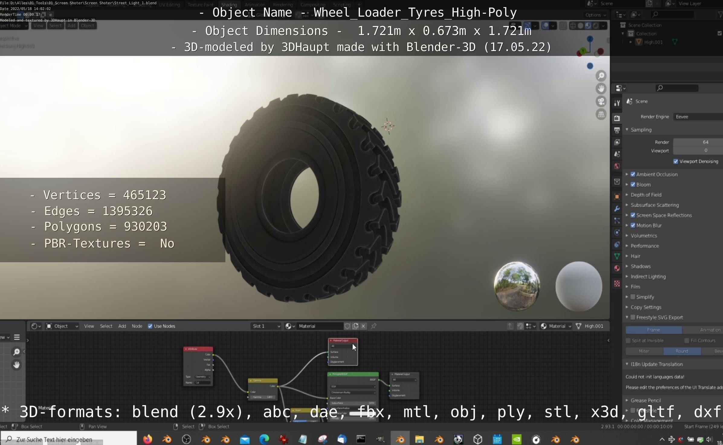 Wheel Loader Tyre High Poly Version 3D model_98