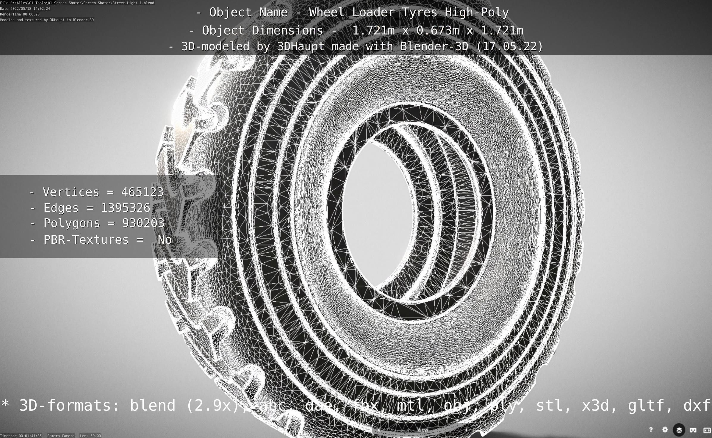 Wheel Loader Tyre High Poly Version 3D model_145