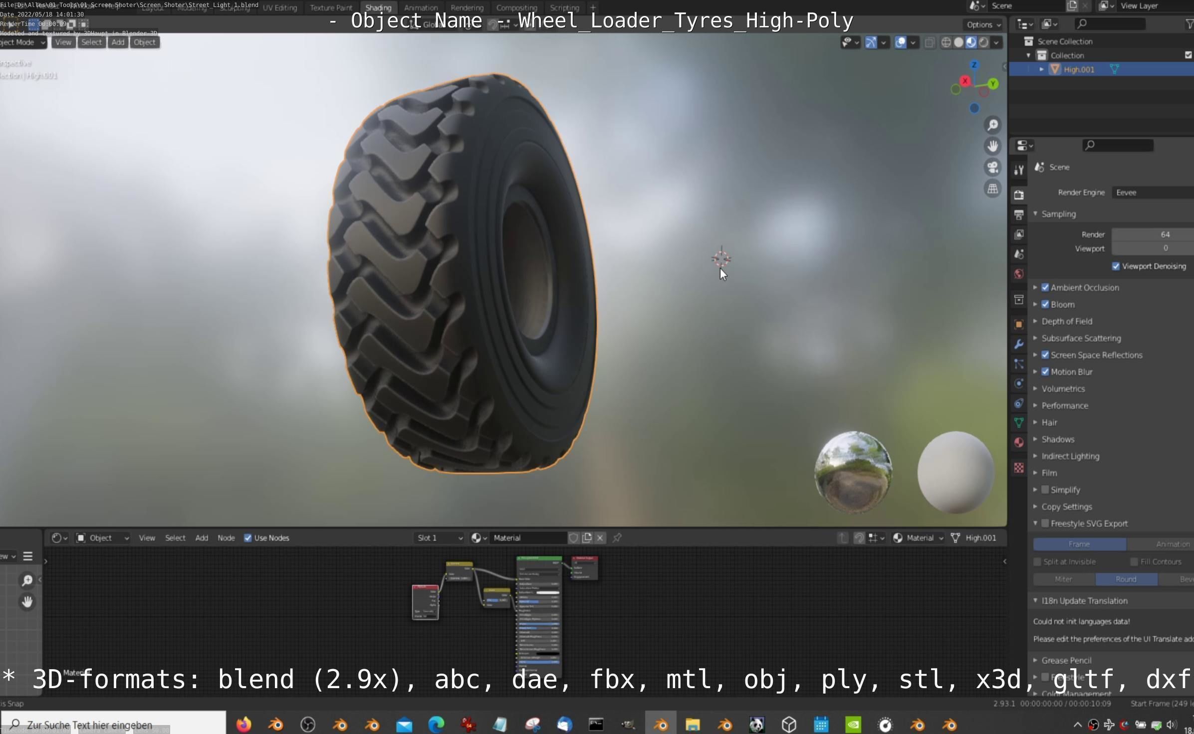 Wheel Loader Tyre High Poly Version 3D model_32