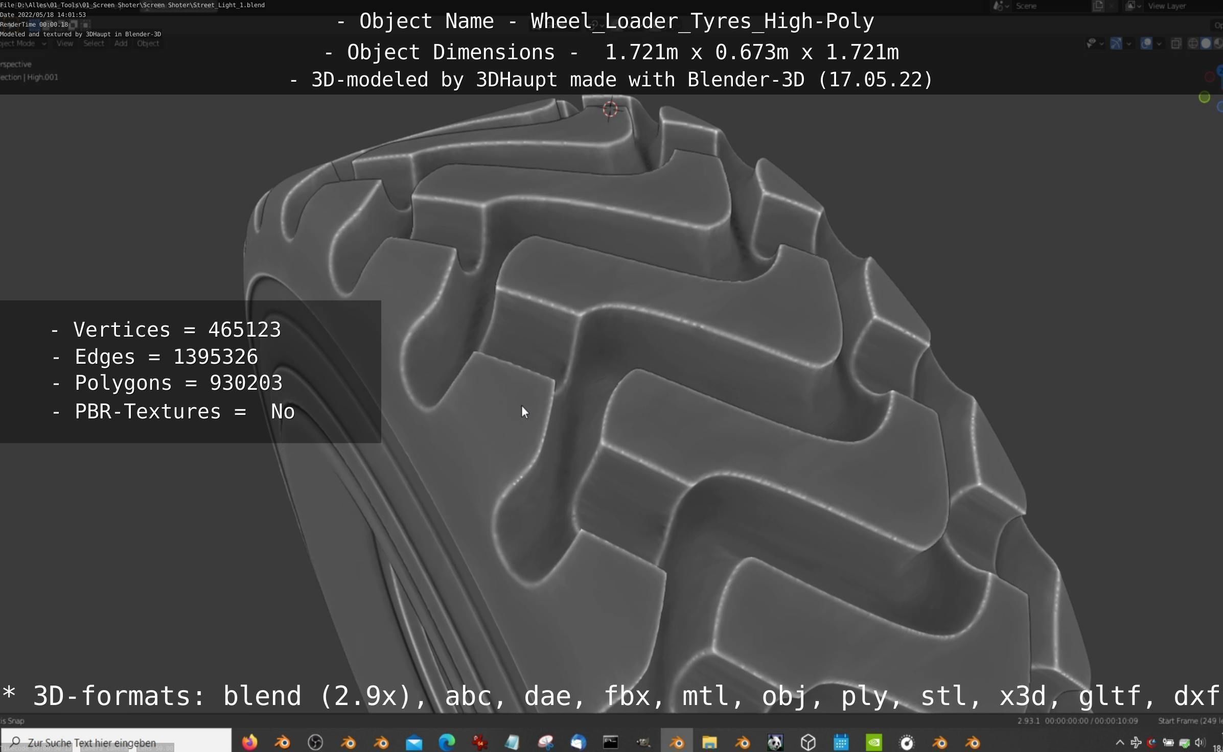 Wheel Loader Tyre High Poly Version 3D model_82
