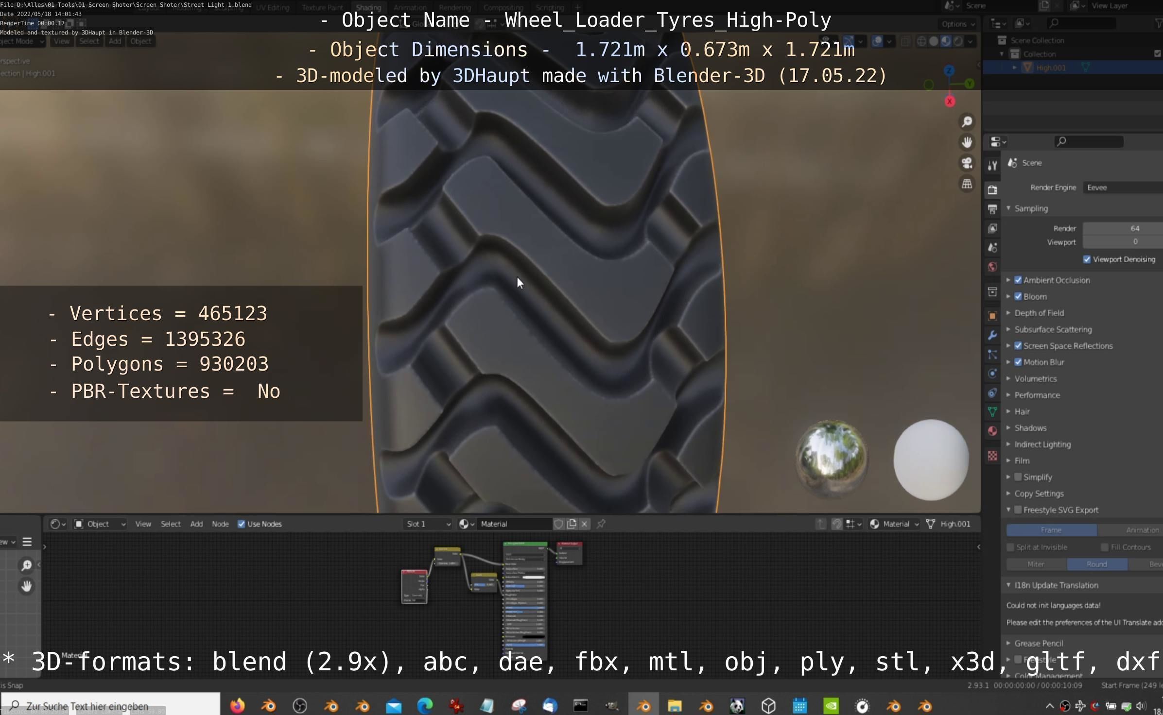 Wheel Loader Tyre High Poly Version 3D model_71