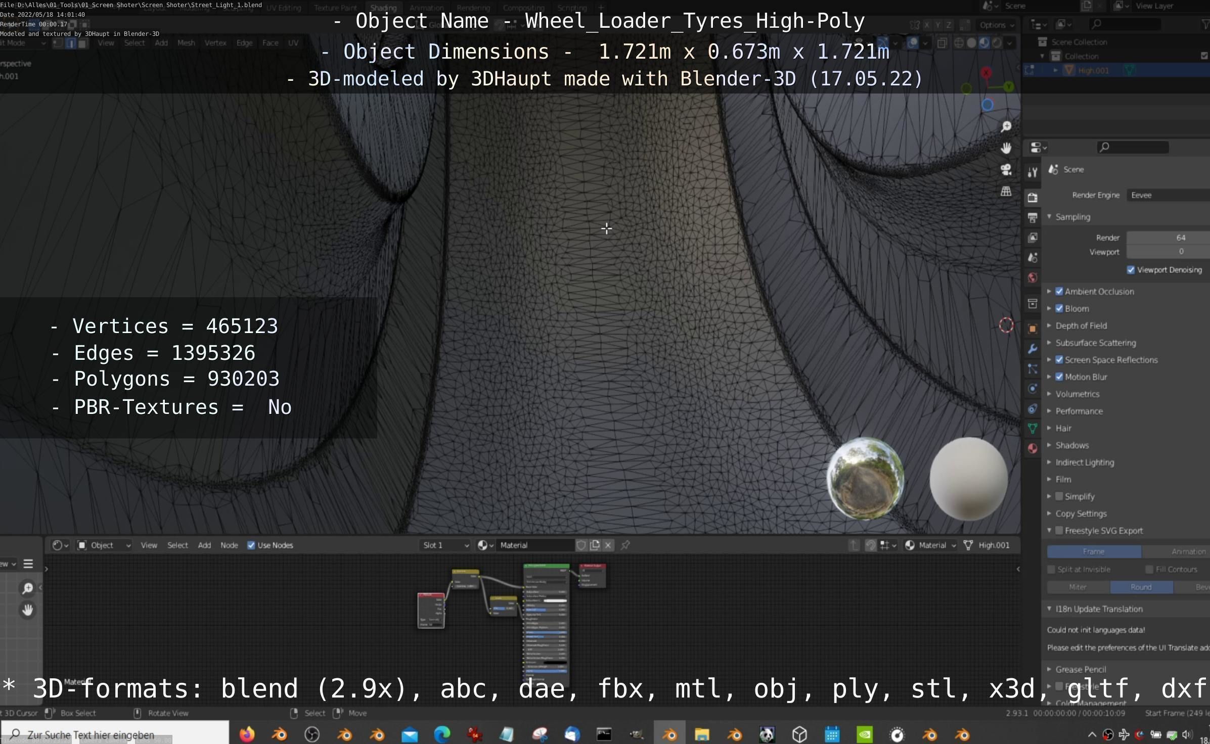 Wheel Loader Tyre High Poly Version 3D model_46