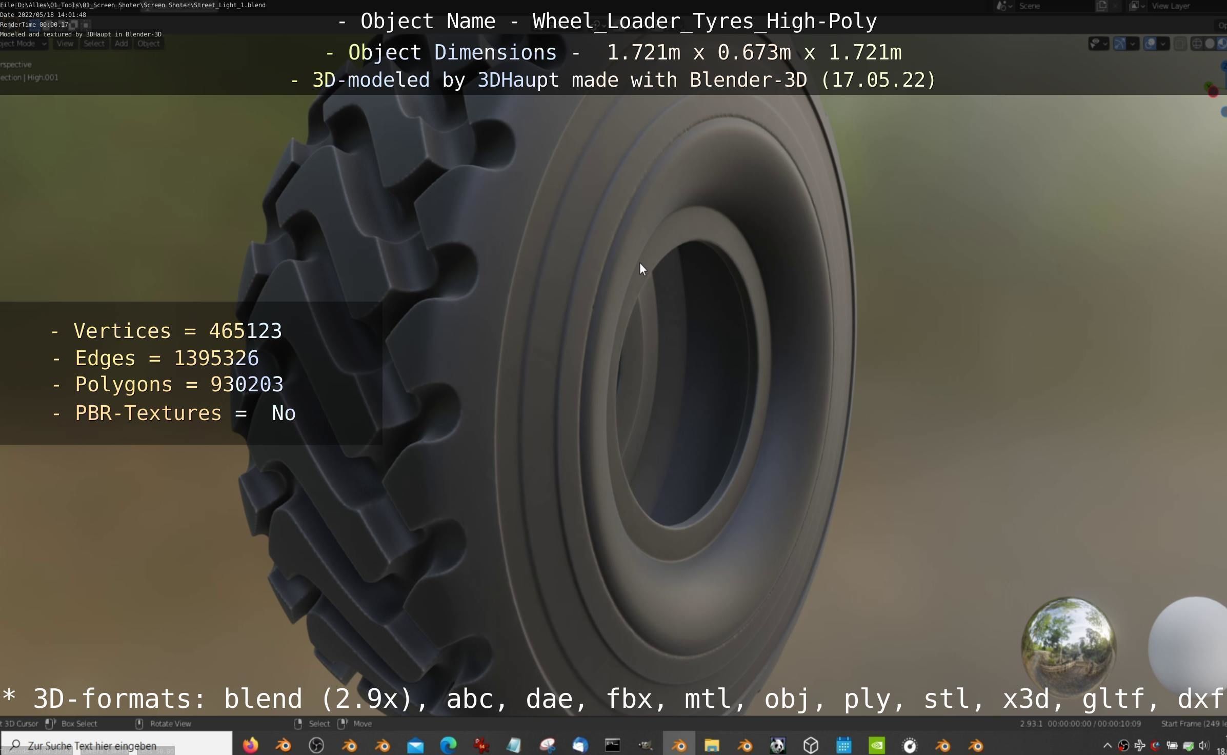 Wheel Loader Tyre High Poly Version 3D model_56