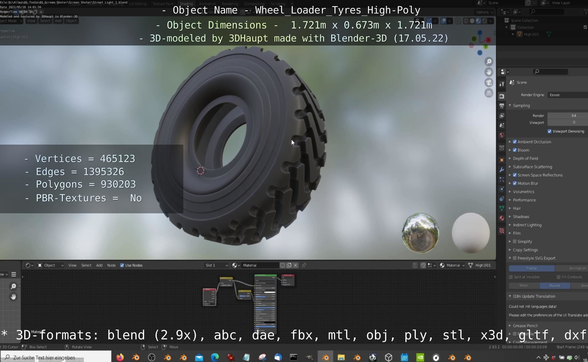 Wheel Loader Tyre High Poly Version 3D model_90