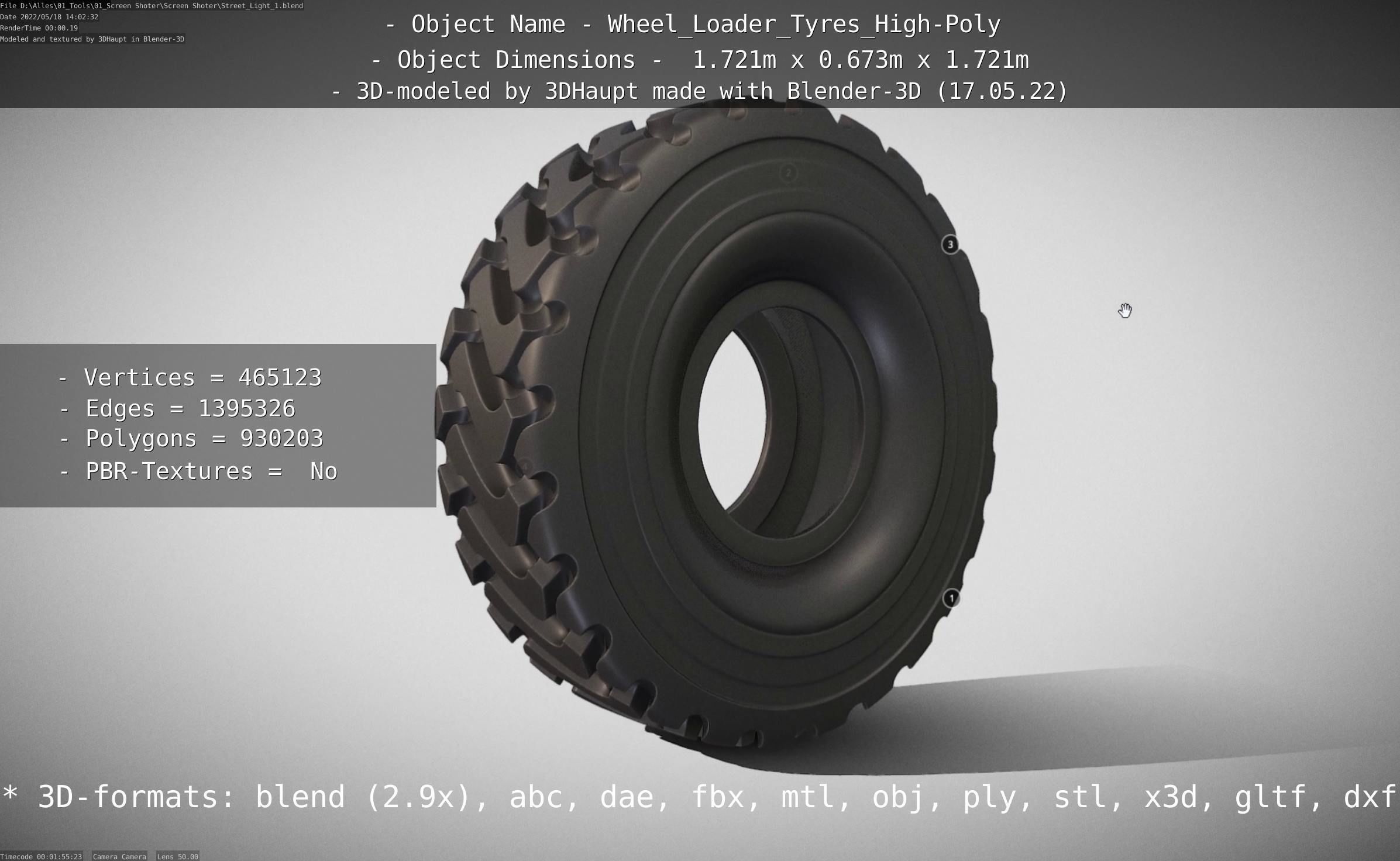 Wheel Loader Tyre High Poly Version 3D model_27