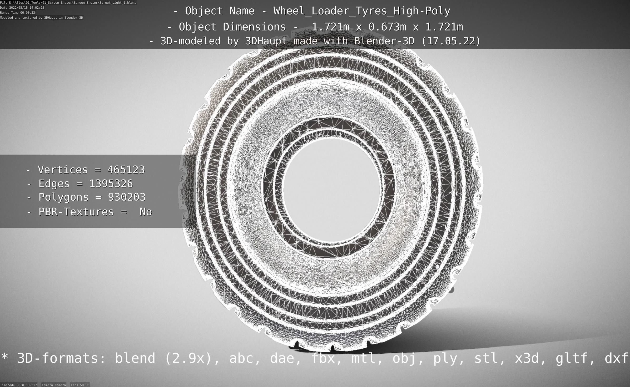 Wheel Loader Tyre High Poly Version 3D model_24