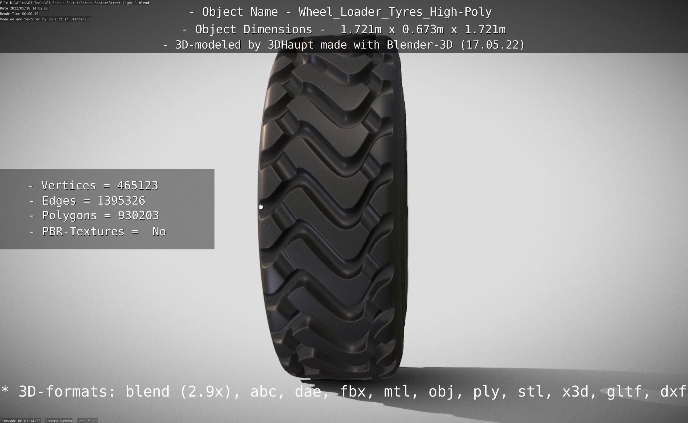 Wheel Loader Tyre High Poly Version 3D model_133