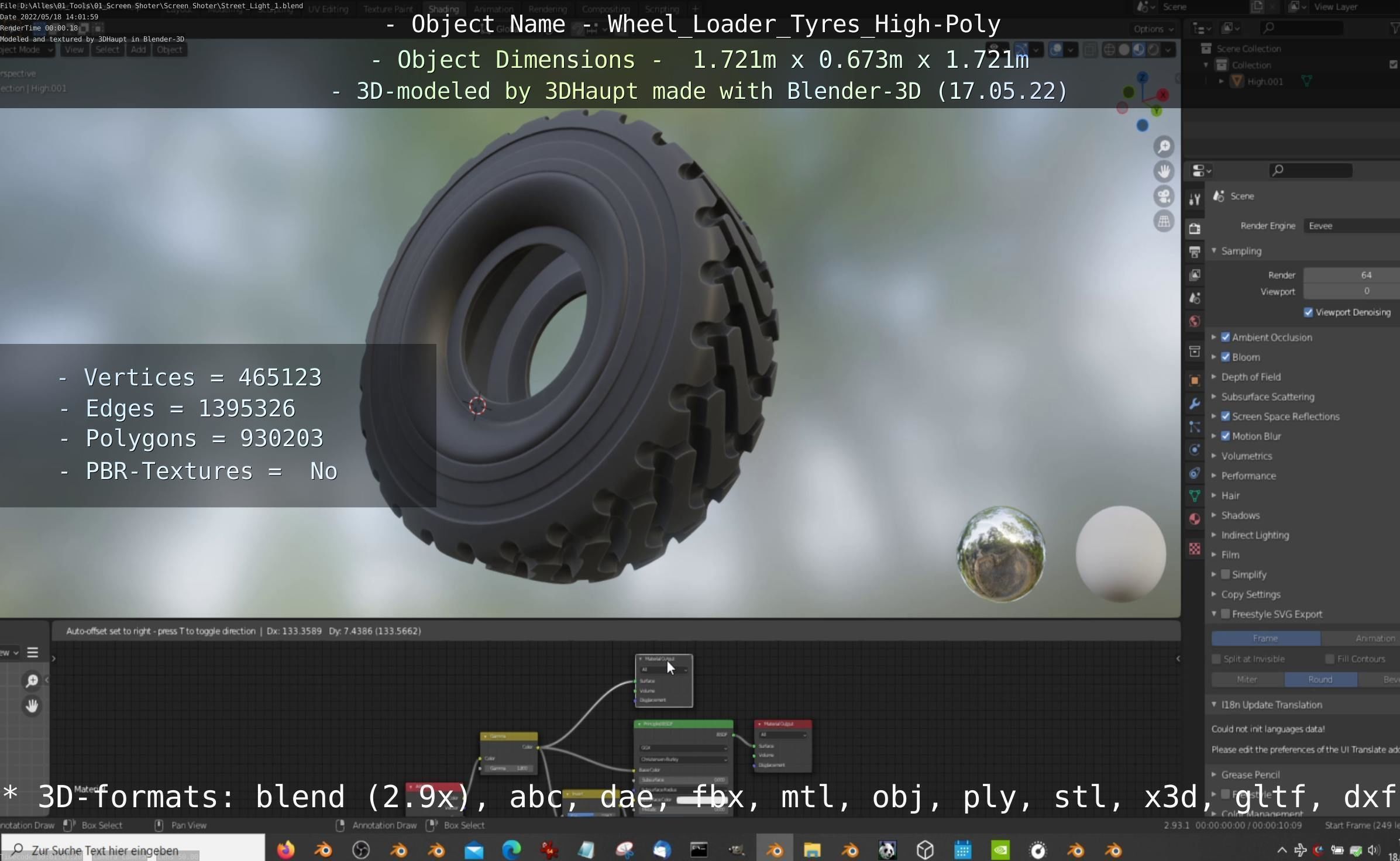 Wheel Loader Tyre High Poly Version 3D model_96
