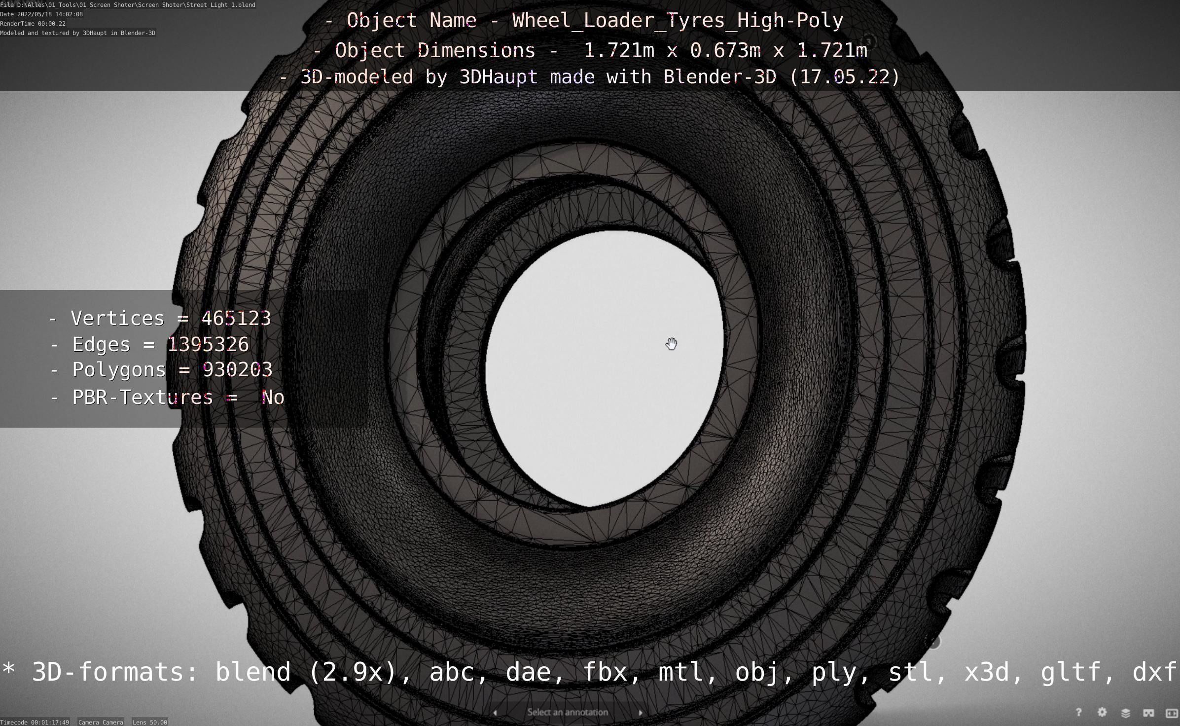 Wheel Loader Tyre High Poly Version 3D model_104