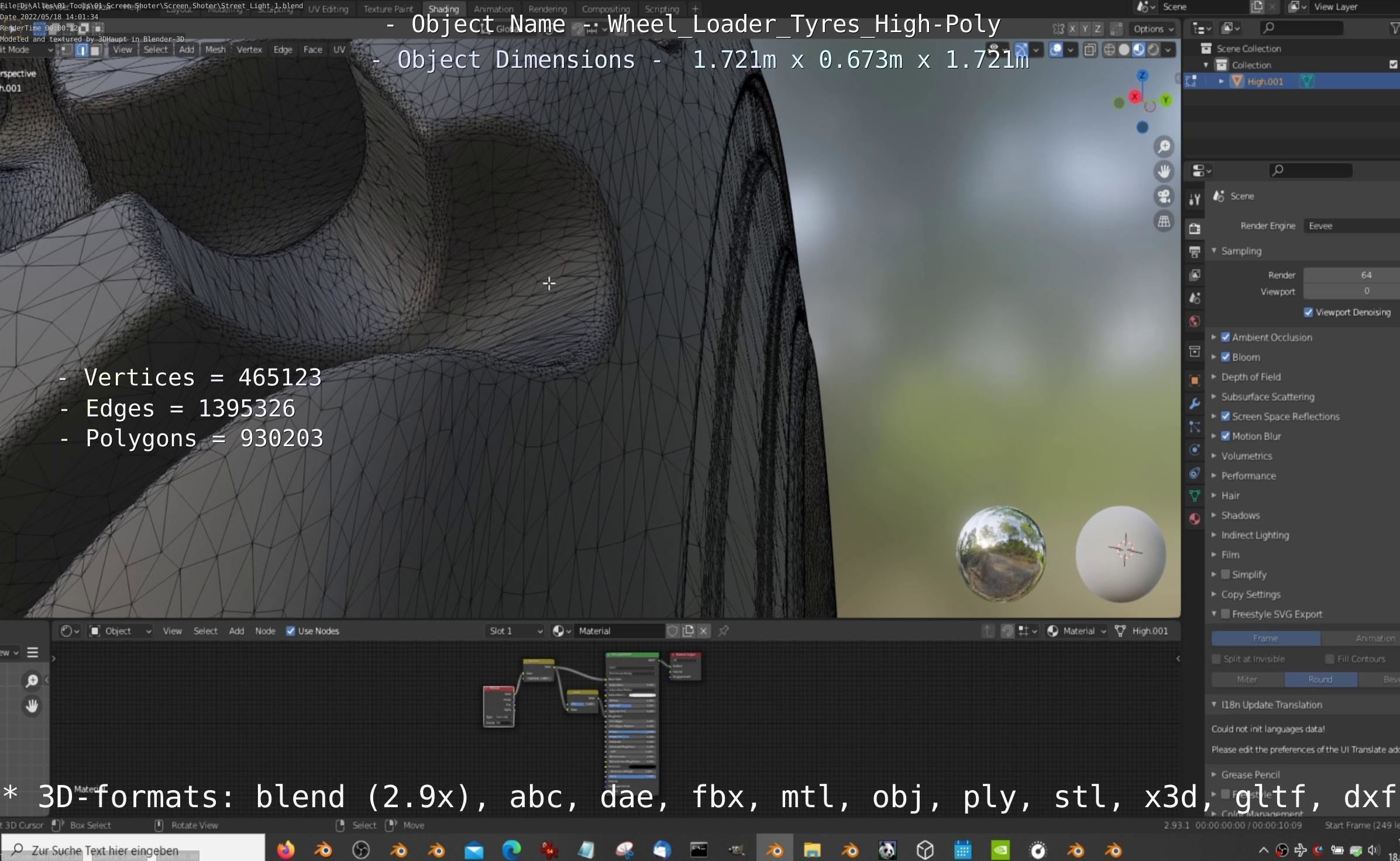 Wheel Loader Tyre High Poly Version 3D model_40