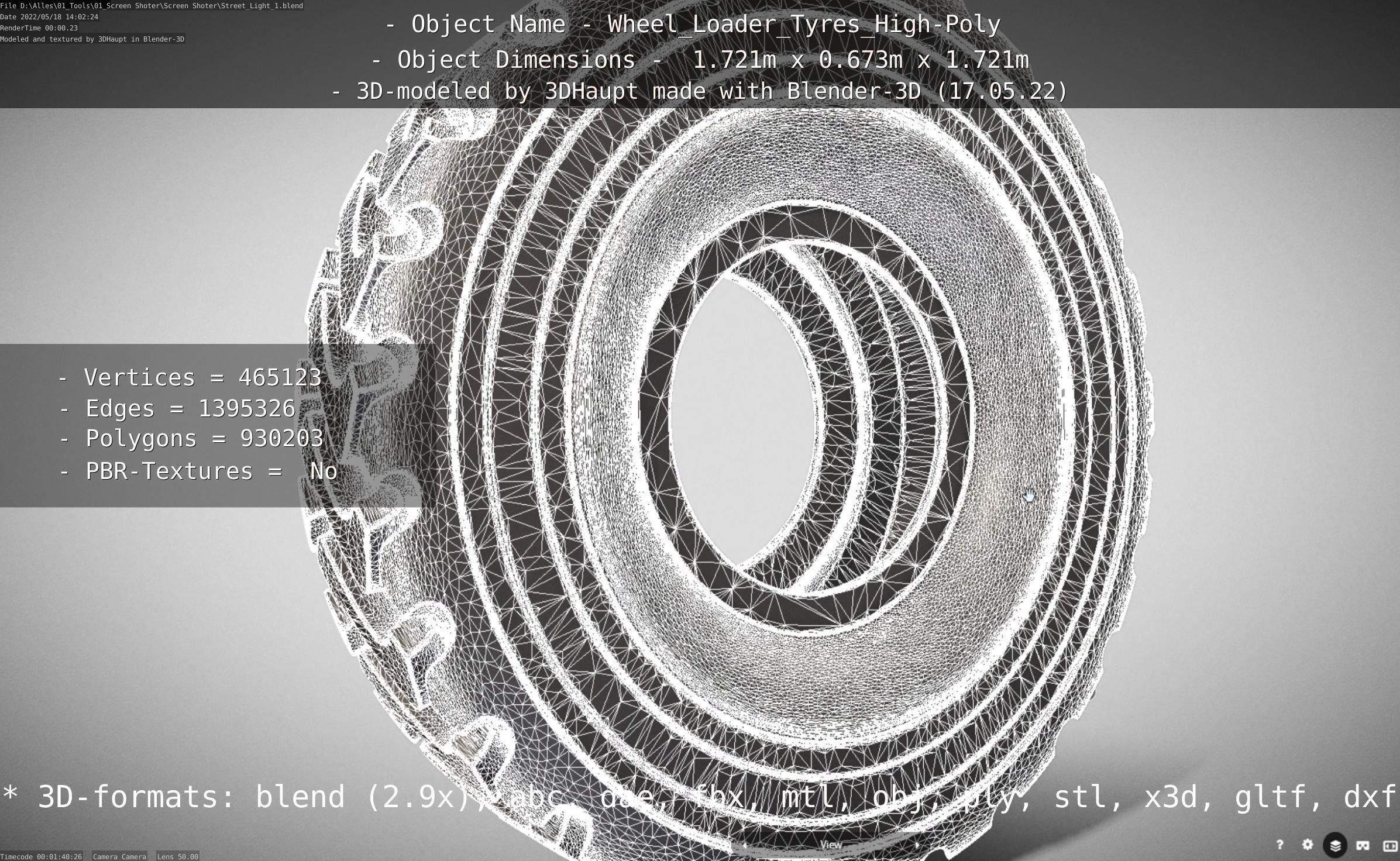 Wheel Loader Tyre High Poly Version 3D model_118