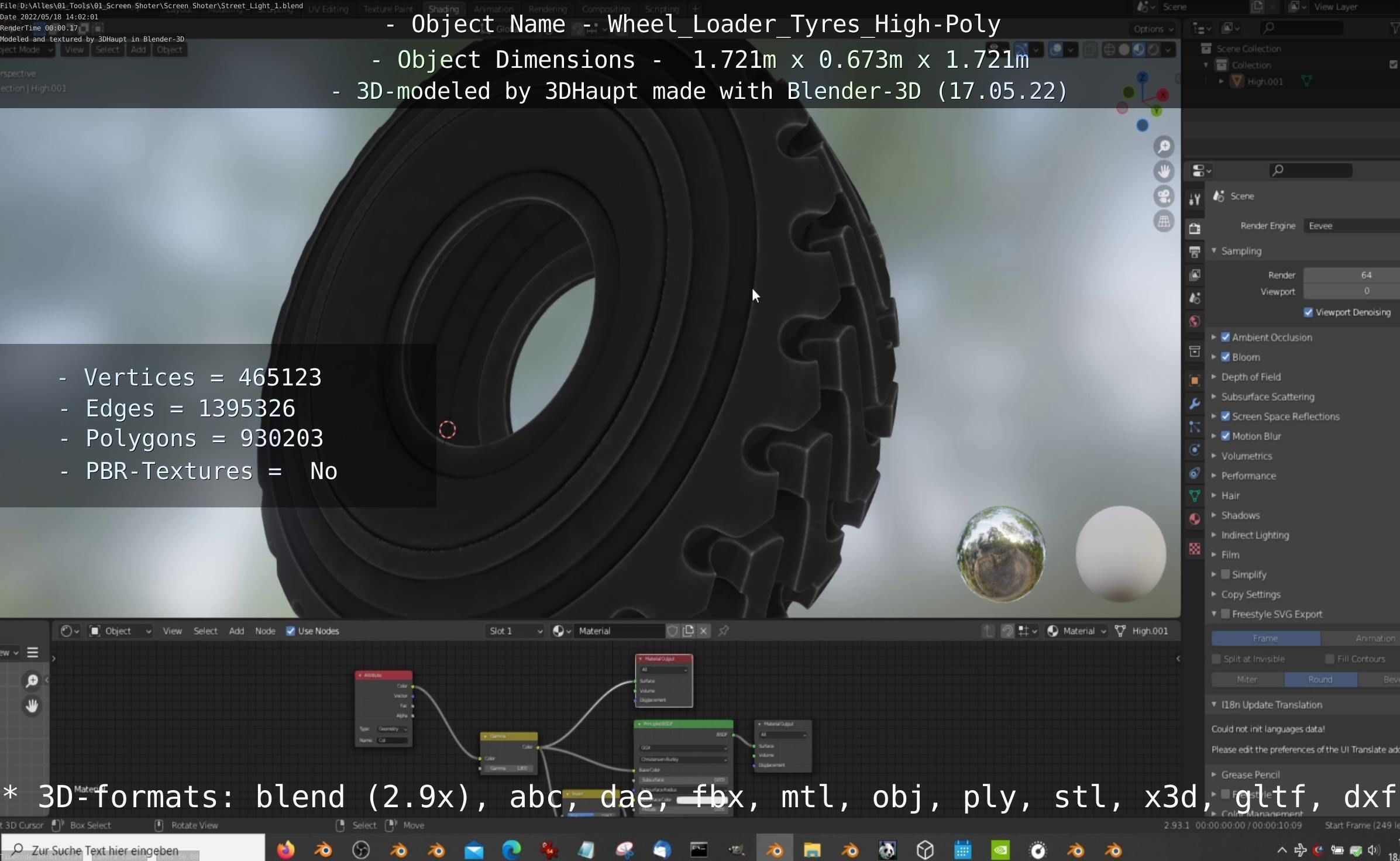 Wheel Loader Tyre High Poly Version 3D model_128