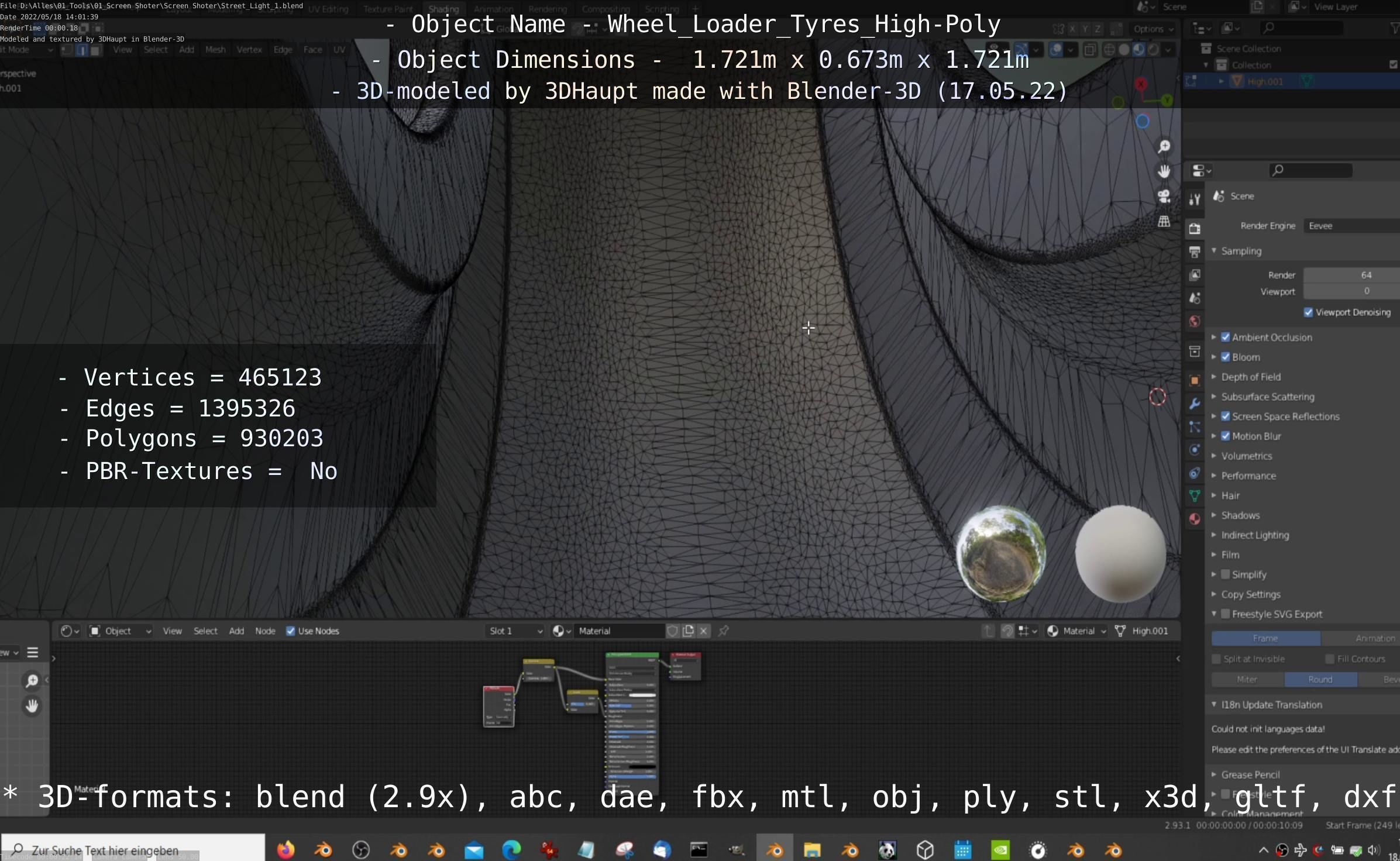 Wheel Loader Tyre High Poly Version 3D model_47