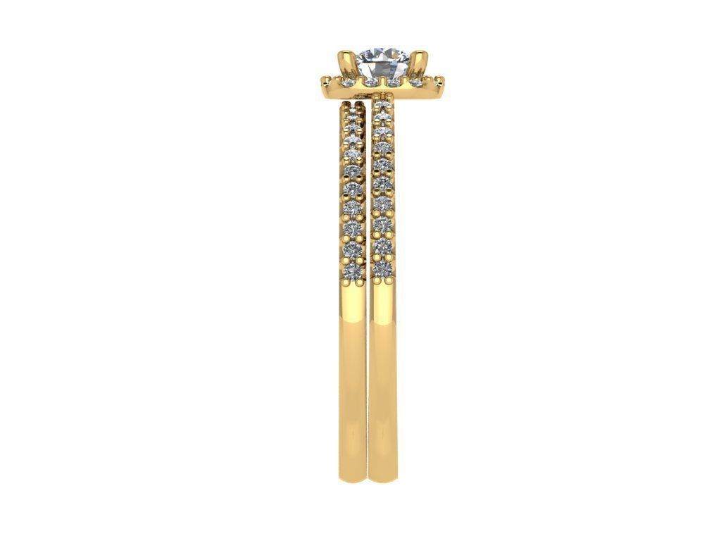 Ring159 engagement ring set gold 3D print model_3