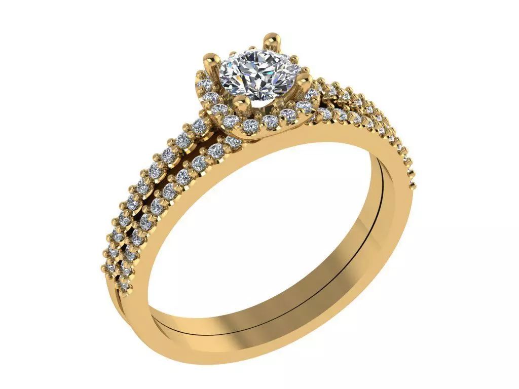 Ring159 engagement ring set gold 3D print model_0