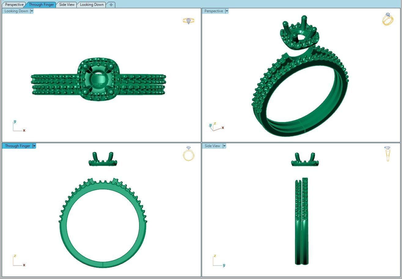 Ring159 engagement ring set gold 3D print model_8