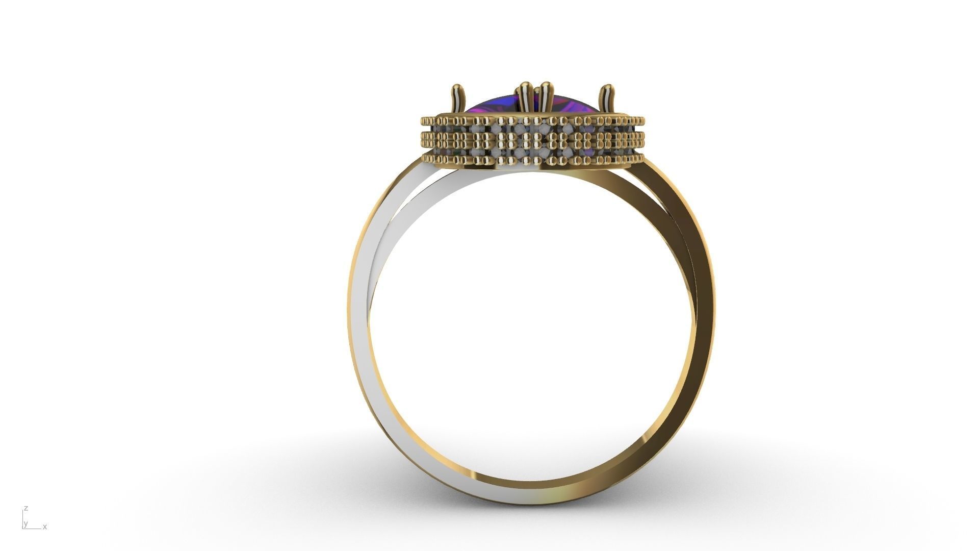 diamond cabochon ring stl verified  3D print model_3